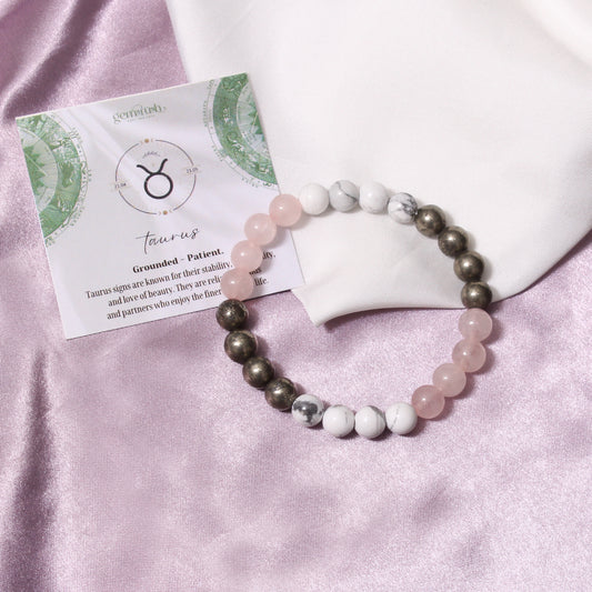 Taurus Zodiac Natural Gemstone Bracelet (वृषभ राशि कंगन) | Stability & Grounding Energy