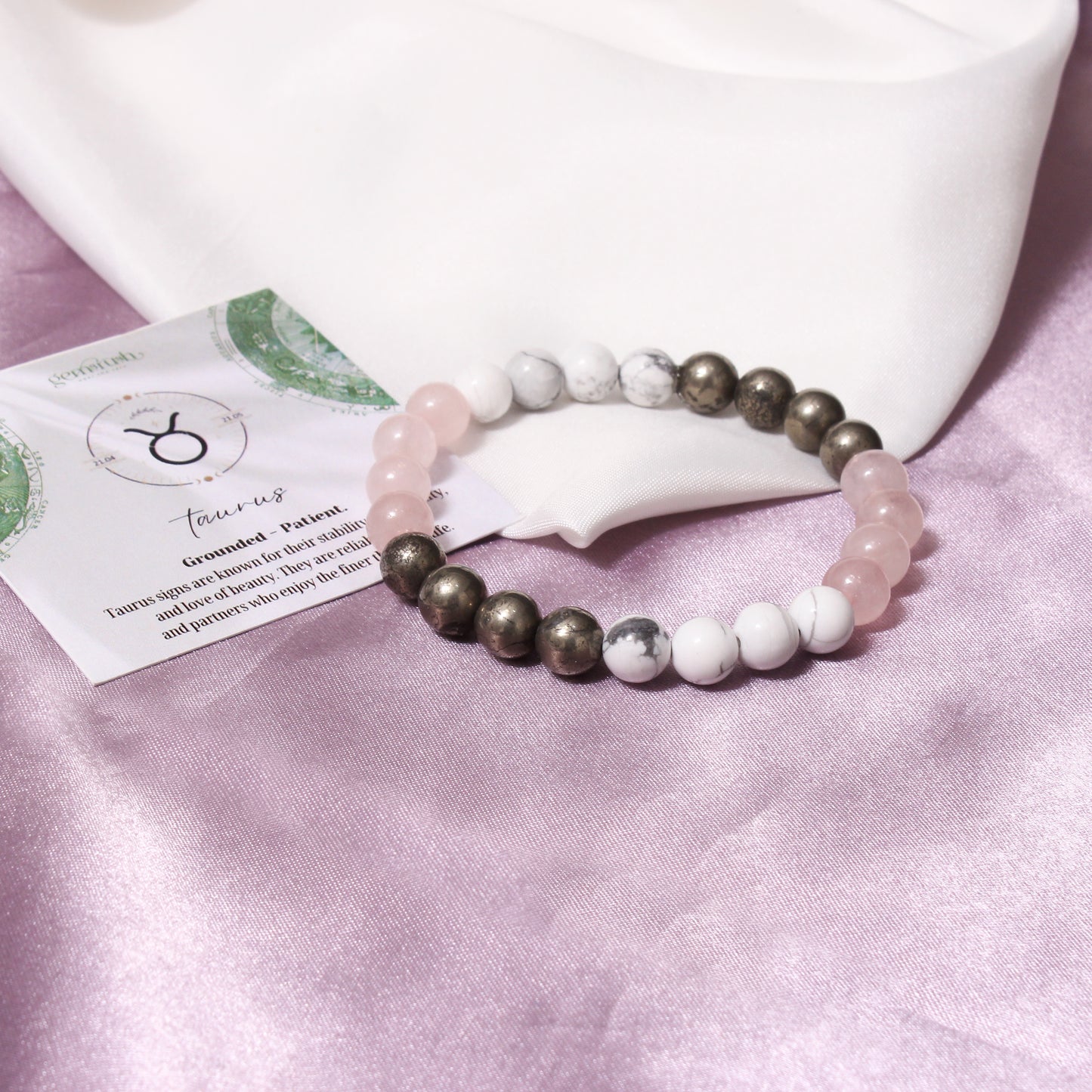 Taurus Zodiac Natural Gemstone Bracelet (वृषभ राशि कंगन) | Stability & Grounding Energy