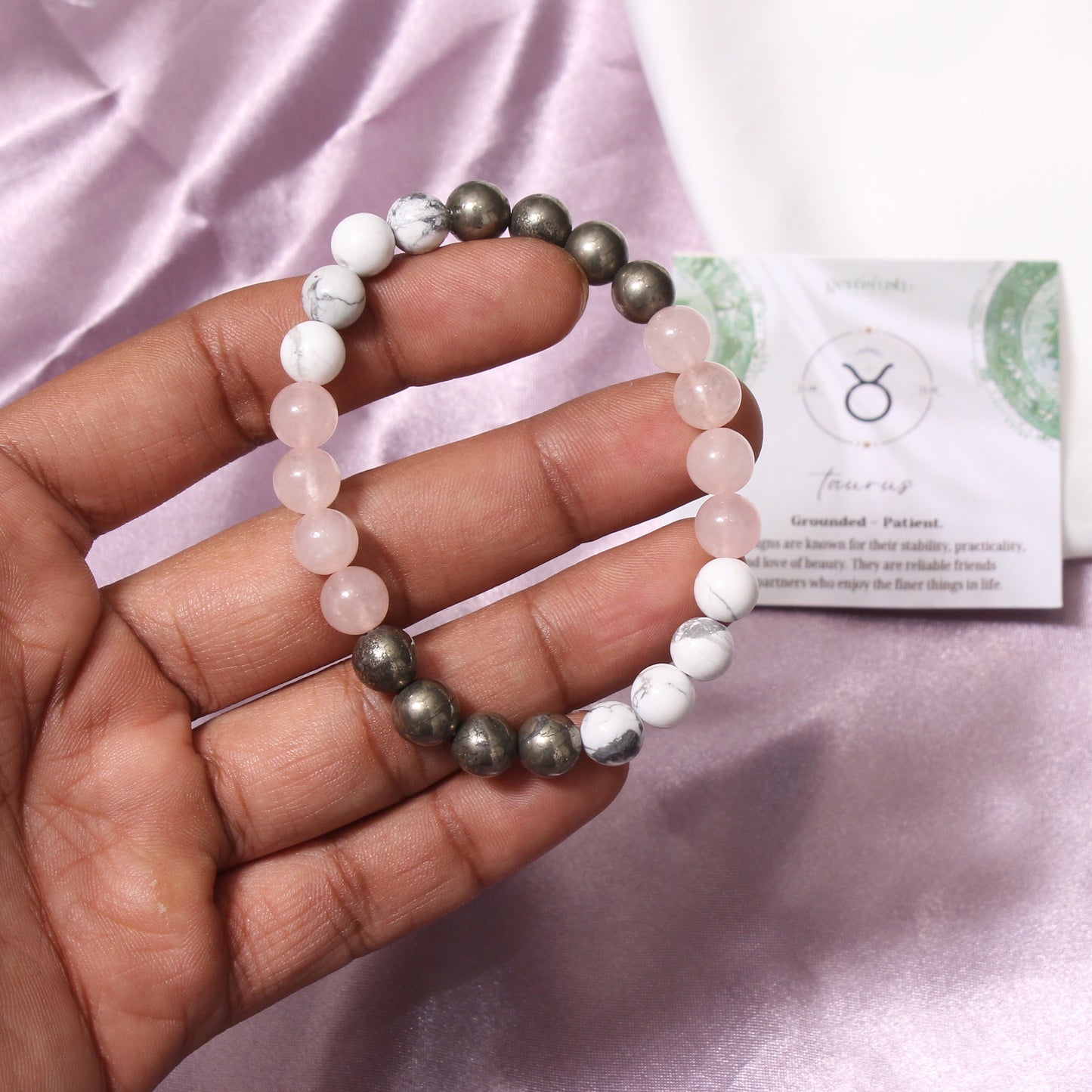 Taurus Zodiac Natural Gemstone Bracelet (वृषभ राशि कंगन) | Stability & Grounding Energy