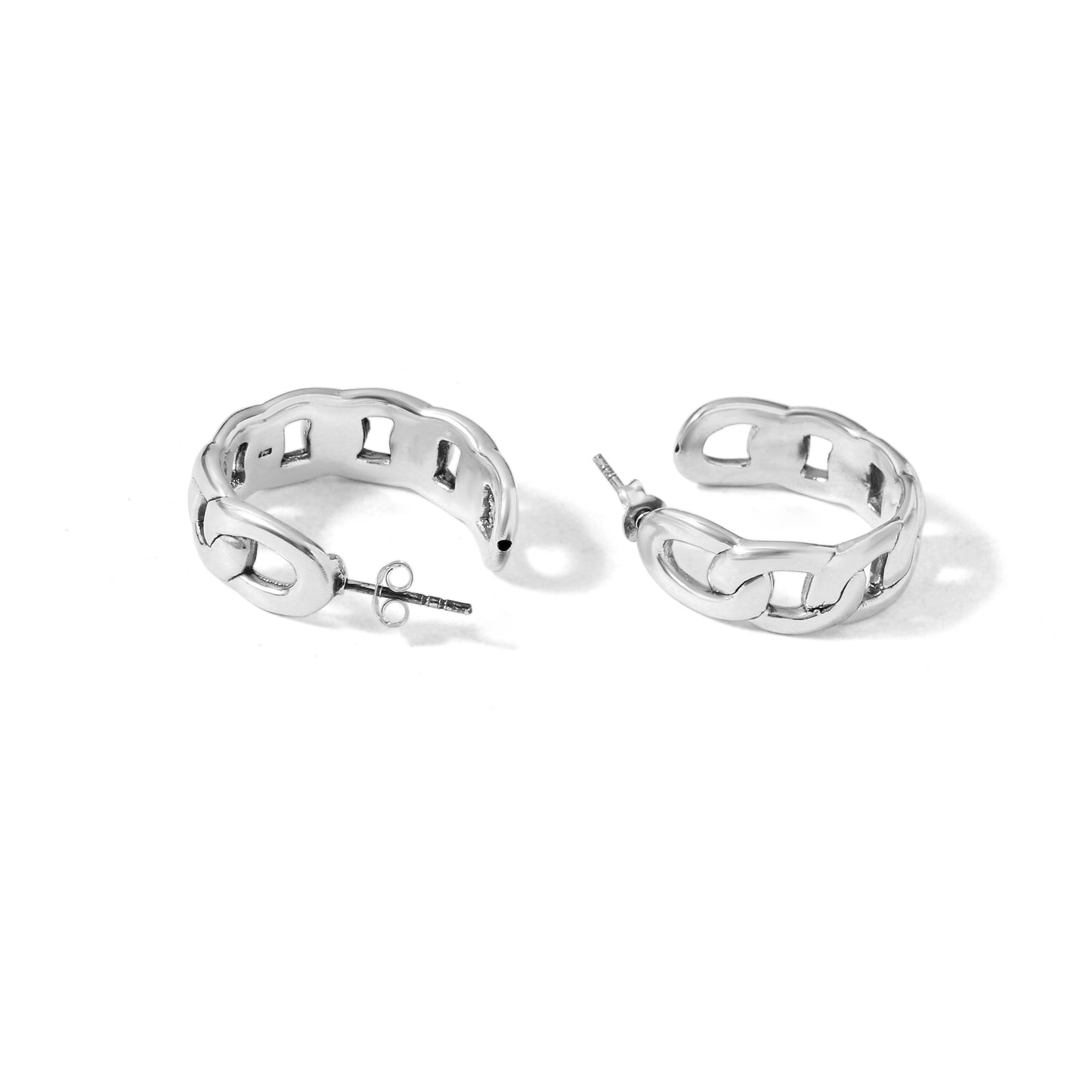 Elegant 925 stering Silver Chain-Link Hoop Earrings – Stylish & Versatile