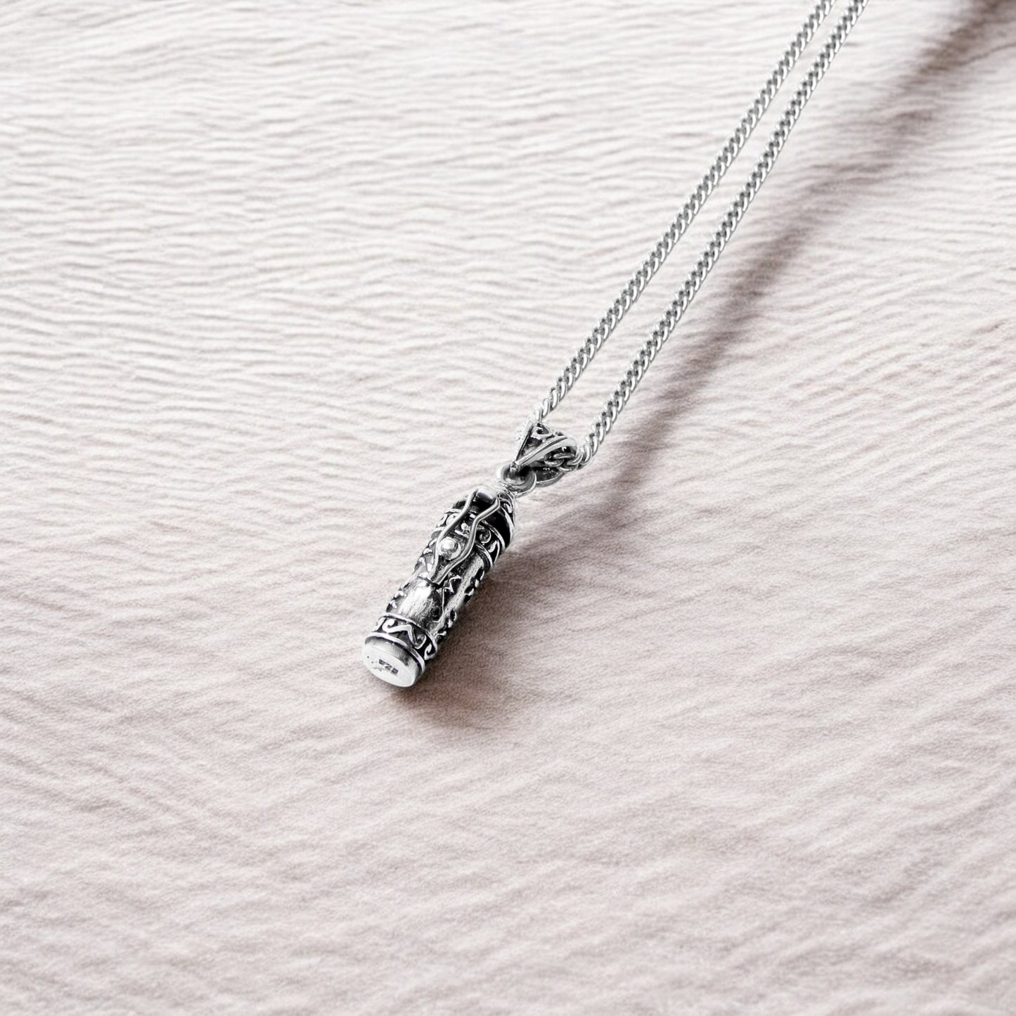 925 Sterling Silver Prayer Scroll Floral Pendant Necklace – Inspired for Protection & Blessings