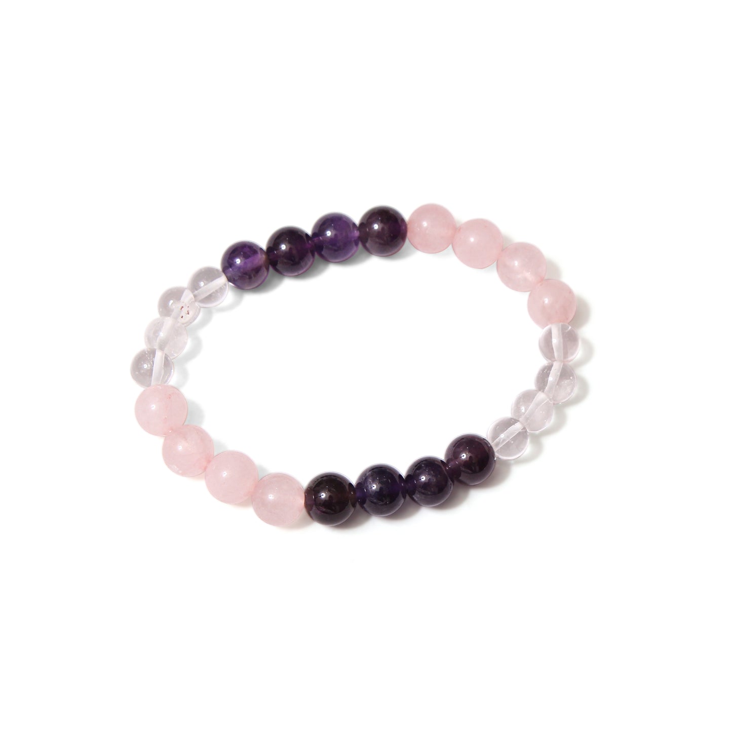Virgo Zodiac Sign Bracelet (Kanya Rashi) – Natural Amethyst, Rose Quartz, and Clear Quartz Healing Energy Bracelet