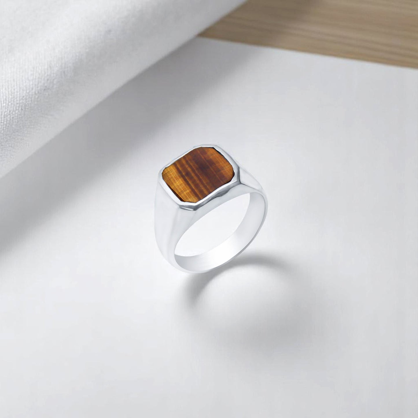 925 Sterling Silver Natural Tiger Eye Signet Ring – Strength, Confidence & Protection