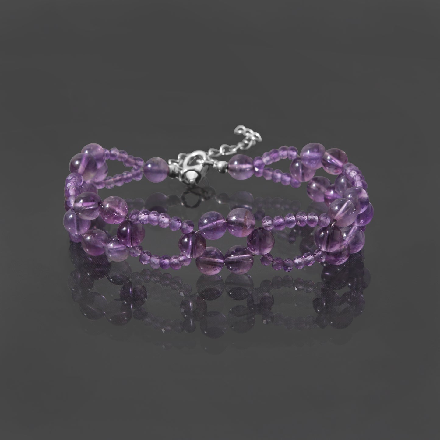 Natural Amethyst Gemstone Beaded Designer Bracelet – Elegance & Positive Energy
