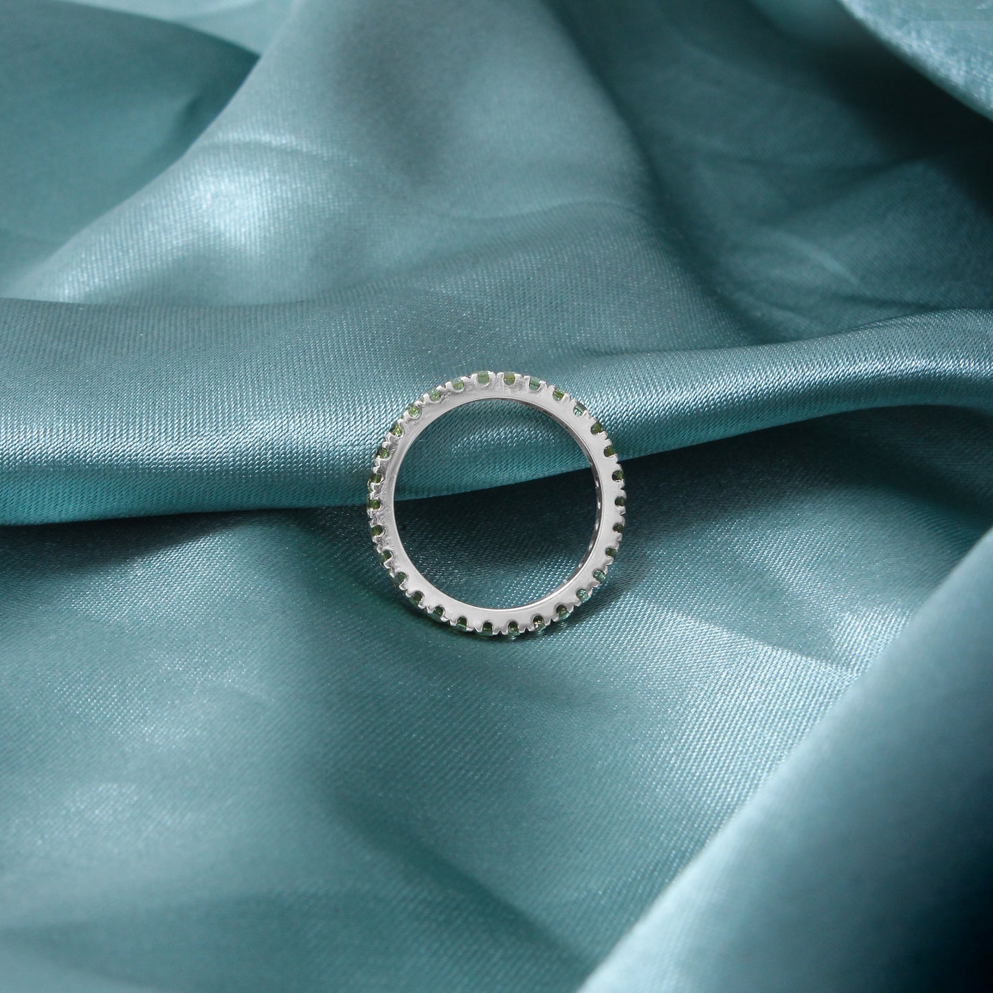 Natural Green Peridot Eternity Band – Sterling Silver Stackable Ring