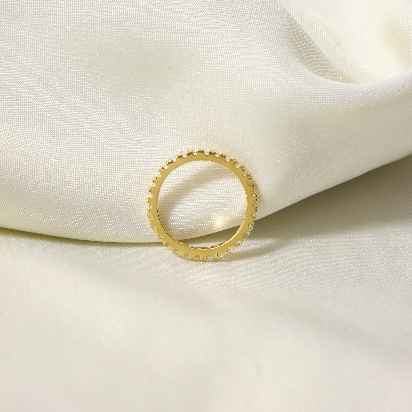 Natural White Topaz Eternity Ring – Sterling Silver for Timeless Elegance