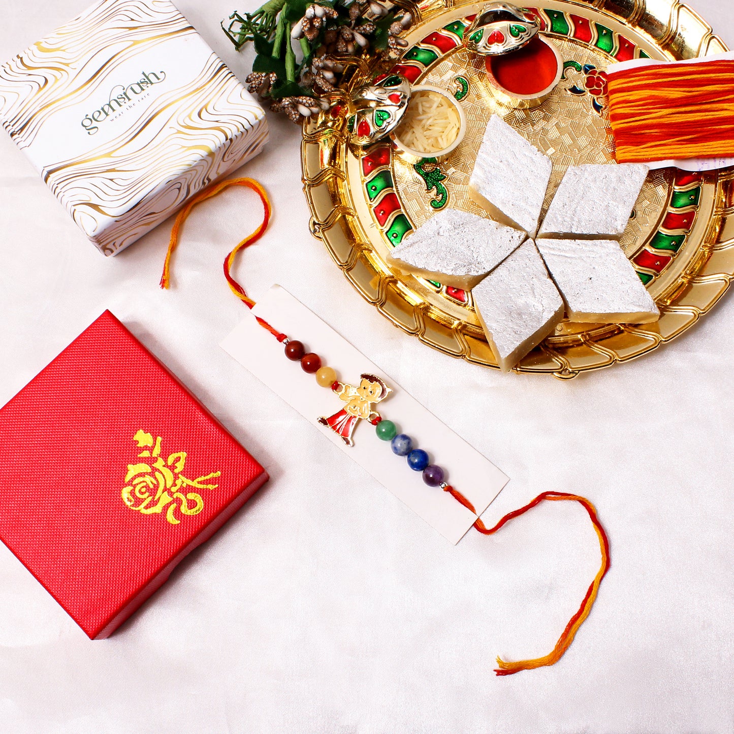 Kids Gemstone Rakhi with Chhota Bheem Charm – Vibrant & Playful Healing Rakhi
