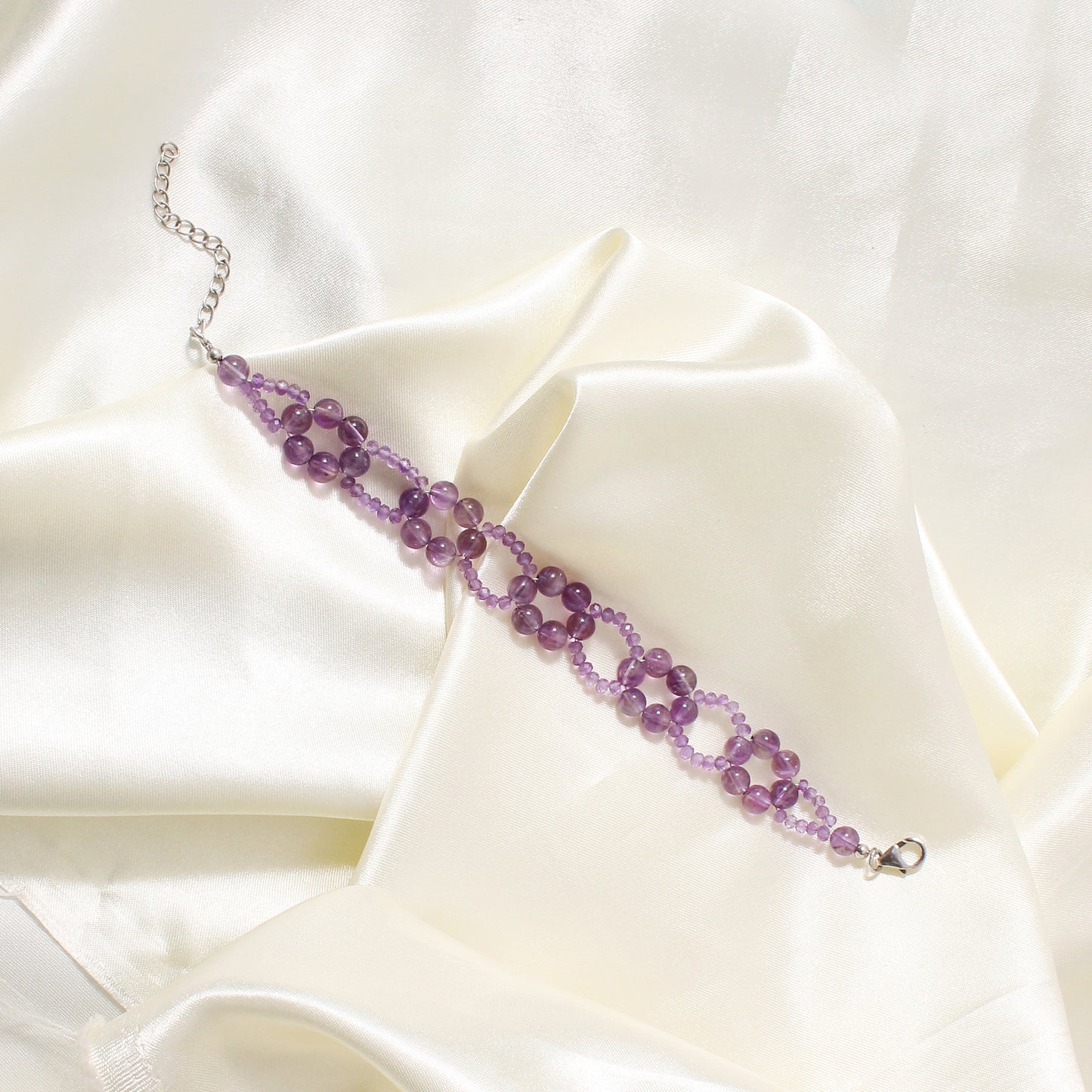Natural Amethyst Gemstone Beaded Designer Bracelet – Elegance & Positive Energy