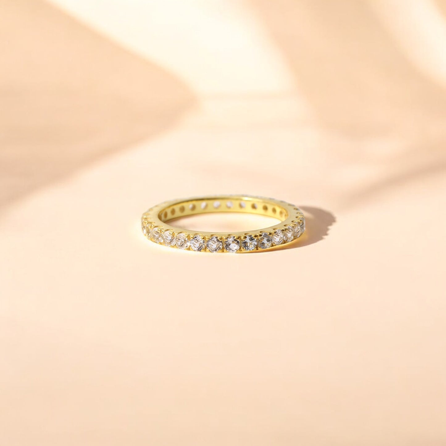 Natural White Topaz Eternity Ring – Sterling Silver for Timeless Elegance