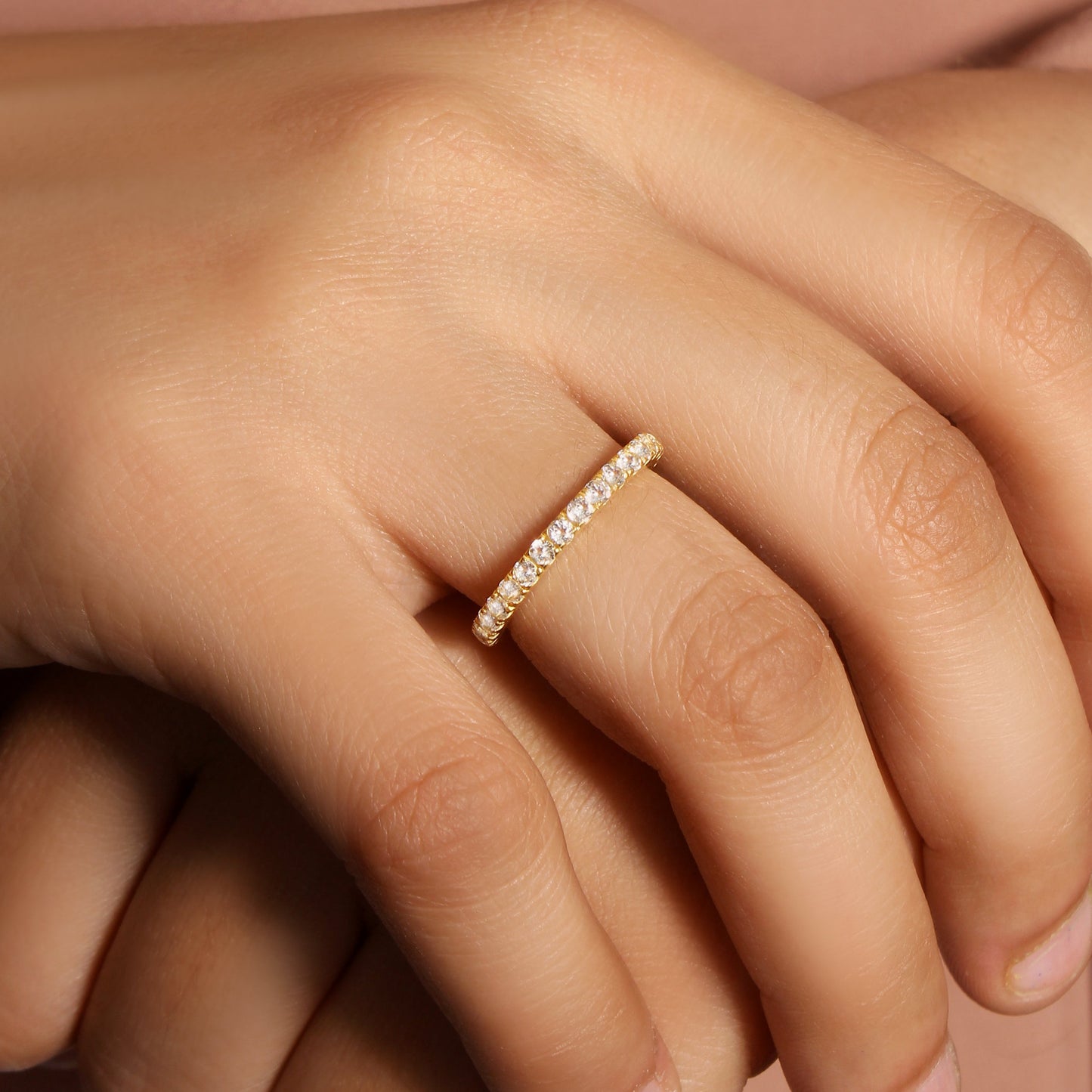 Natural White Topaz Eternity Ring – Sterling Silver for Timeless Elegance