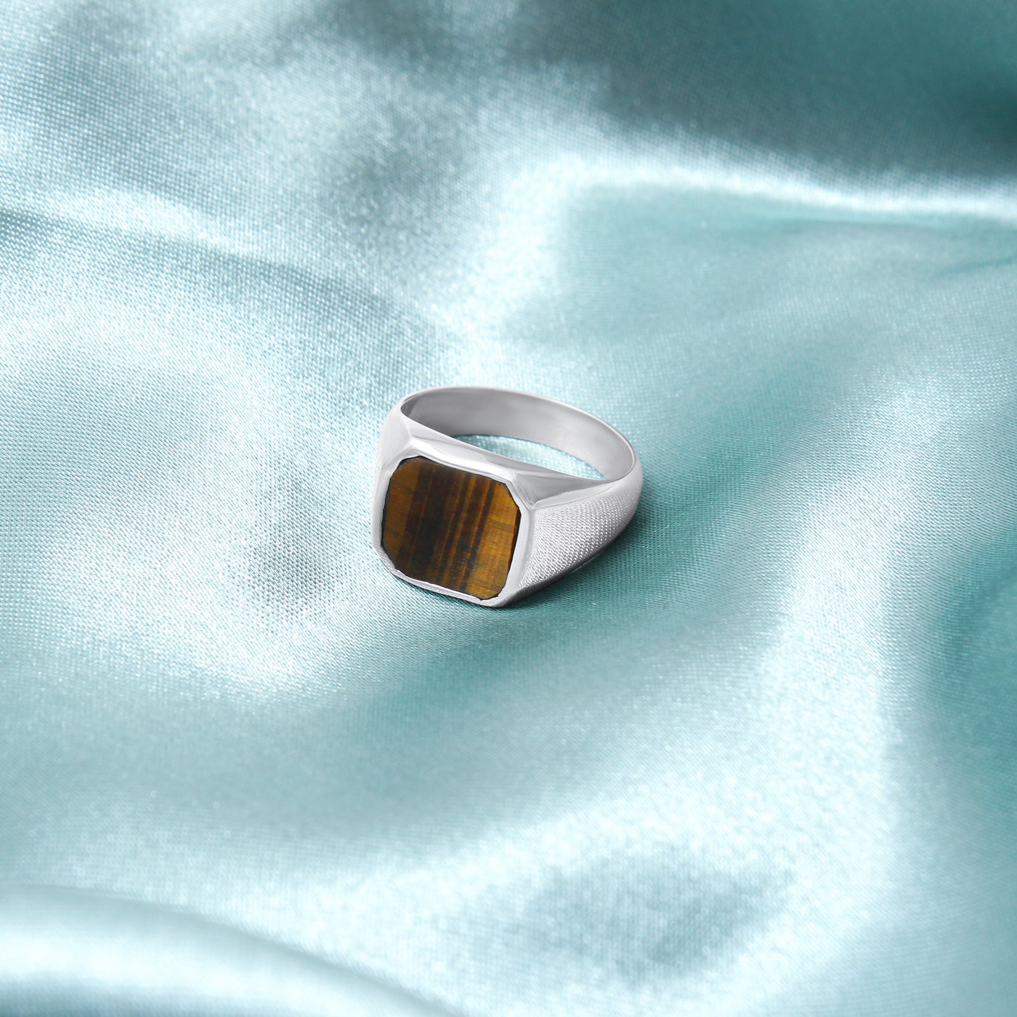 925 Sterling Silver Natural Tiger Eye Signet Ring – Strength, Confidence & Protection