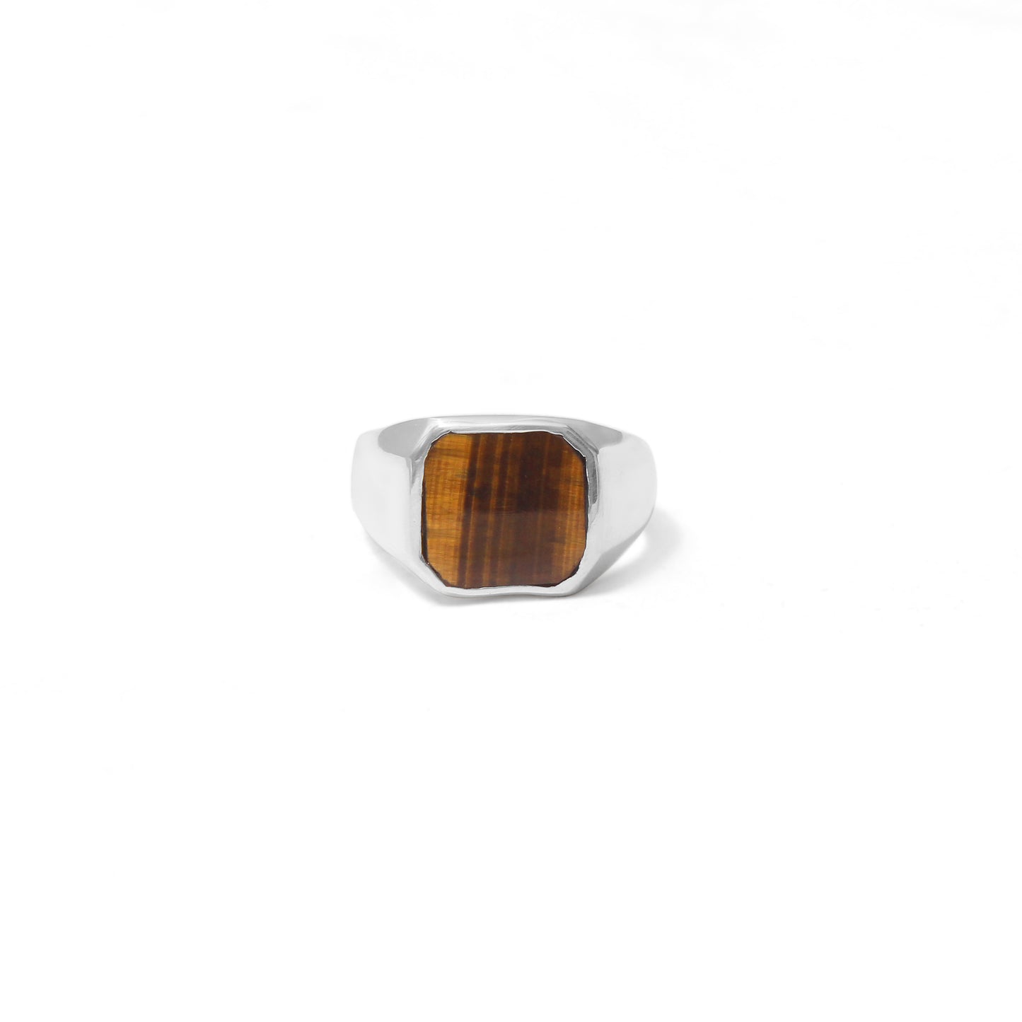 925 Sterling Silver Natural Tiger Eye Signet Ring – Strength, Confidence & Protection