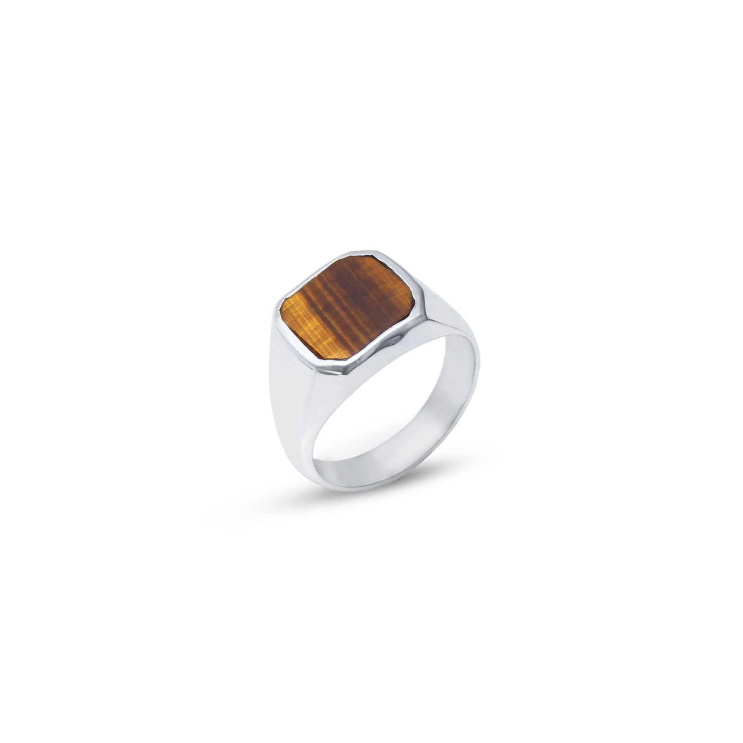 925 Sterling Silver Natural Tiger Eye Signet Ring – Strength, Confidence & Protection
