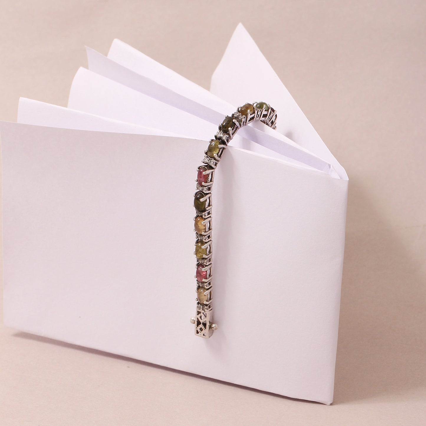 925 Sterling Silver Multi-Tourmaline Gemstone Tennis Bracelet – Vibrant Elegance for Every Occasion