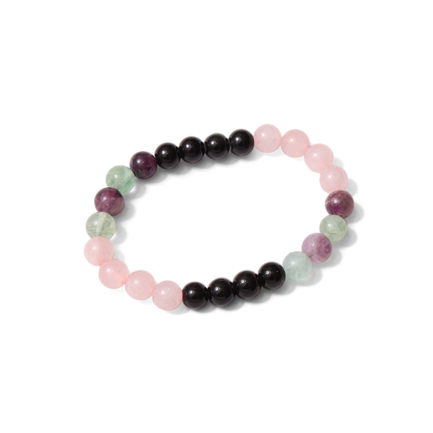 Sagittarius Zodiac Bracelet (Dhanu Rashi Bracelet) – Rose Quartz, Fluorite & Black Tourmaline Beads