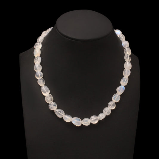 Natural Rainbow Moonstone Beaded Gemstone Necklace – Elevate Intuition & Radiate Elegance