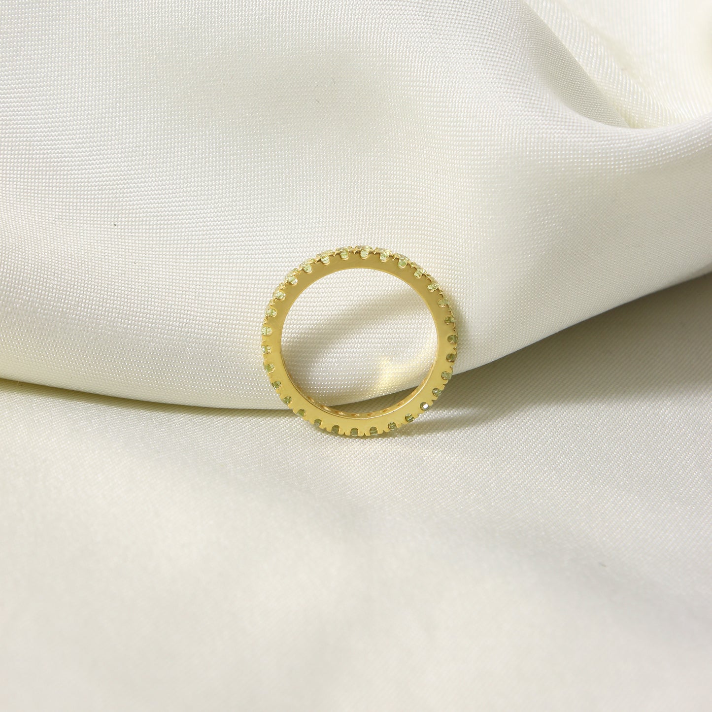 Natural Green Peridot Eternity Band – Sterling Silver Stackable Ring