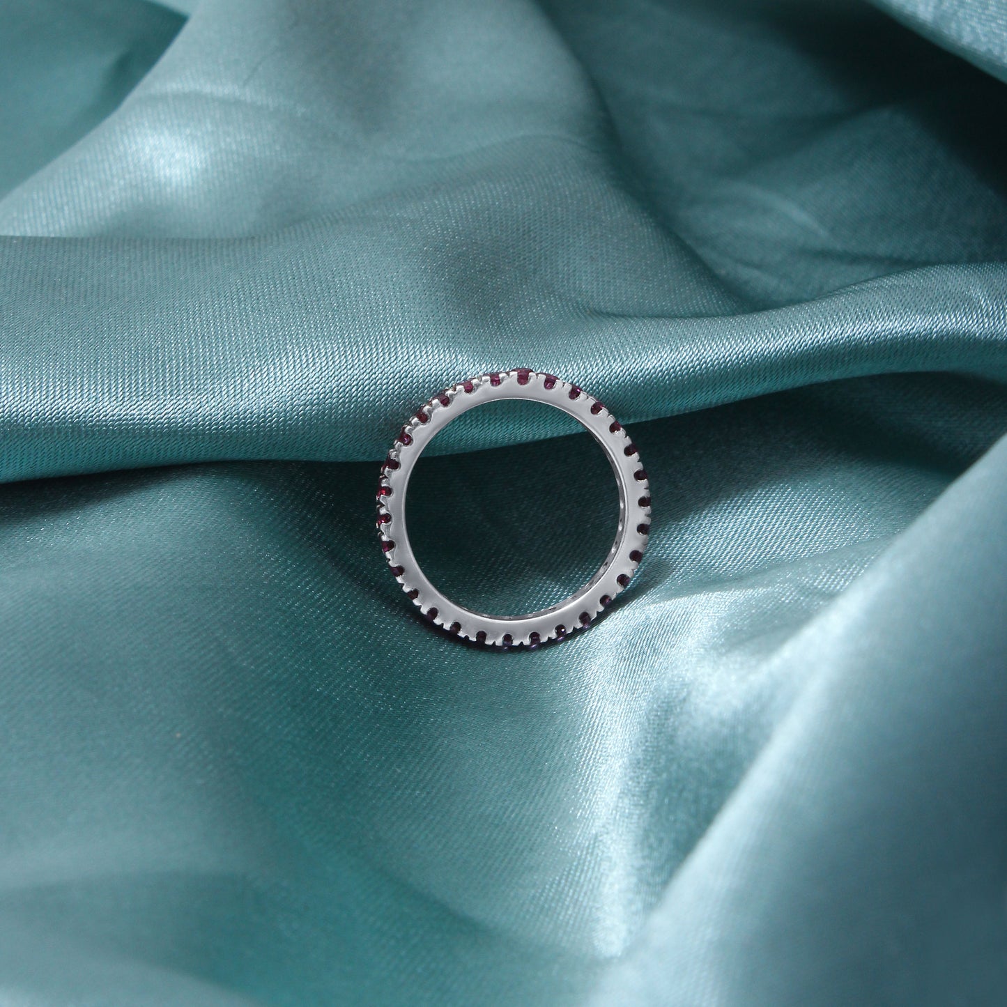 Natural Purple Garnet Eternity Band – 925 Sterling Silver Stacking Ring