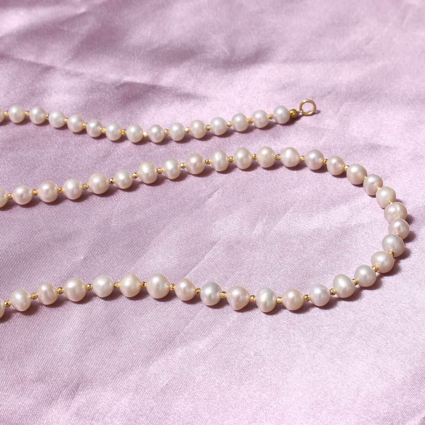 Pearl And Golden pyrite Beaded Gemstone Necklace