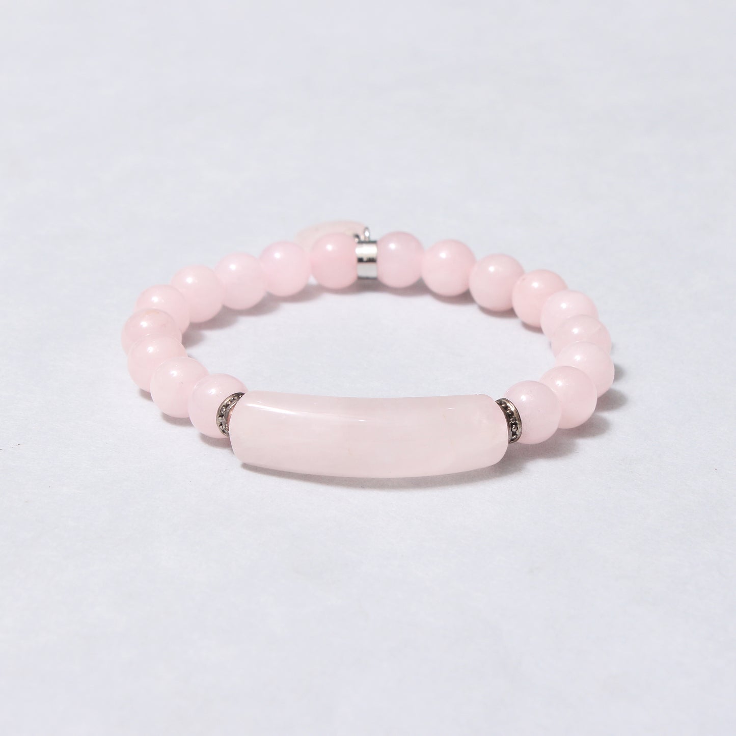 Pink Rose Quartz Beaded Bracelet with Heart Charm – Love & Healing Energy Bracelet