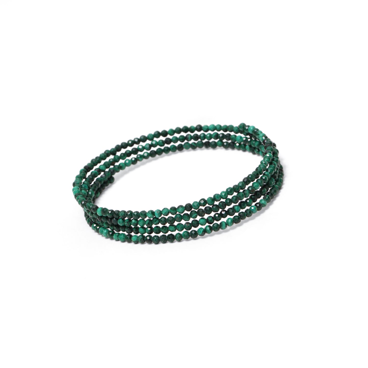 Natural Malachite Faceted Bead Bangle Bracelet – Green Healing Gemstone Stretch Stackable Bracelet for Protection & Prosperity