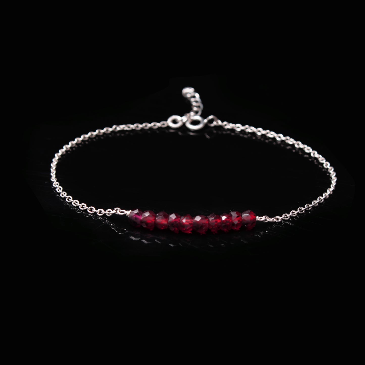 Natural Garnet Beaded Chain Bracelet
