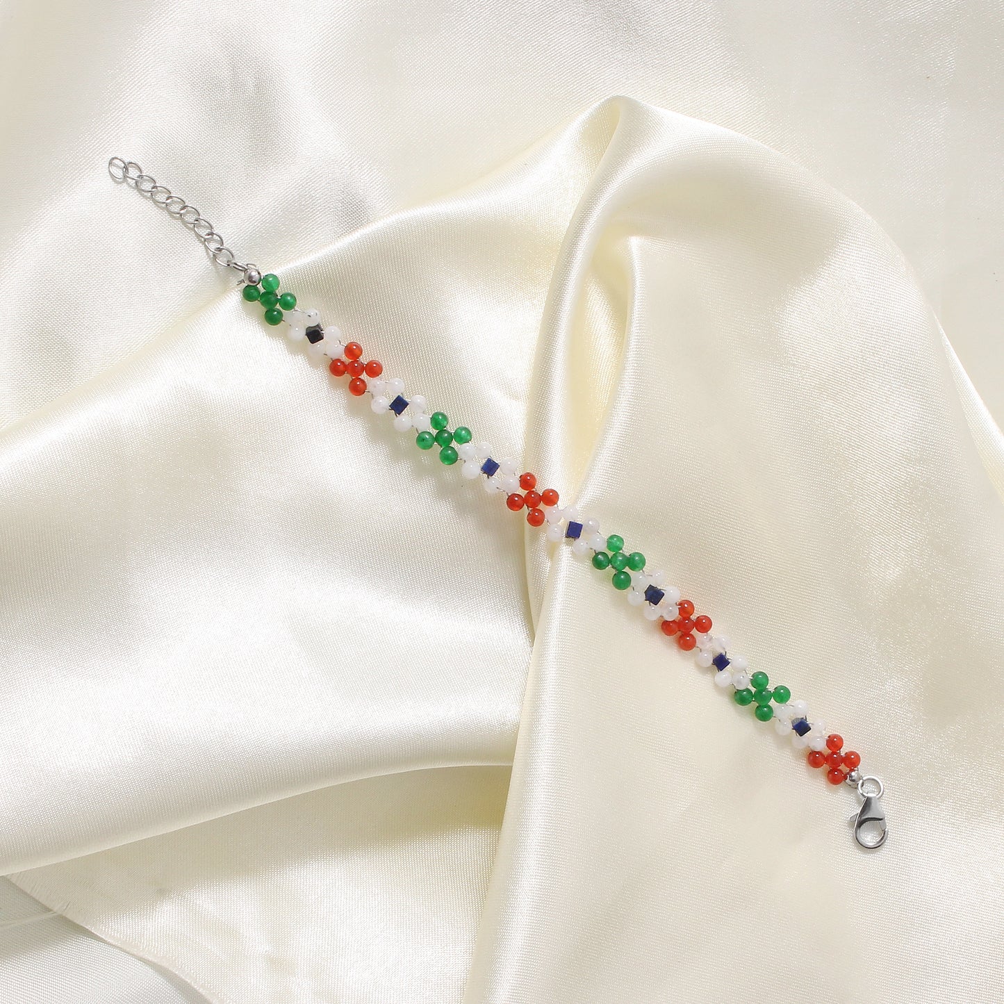 Exclusive Republic Day Tricolor Natural Gemstone Bracelet – Wear Your Pride