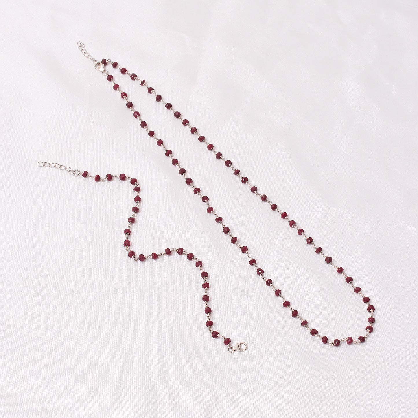 Elegant Ruby Silver Rosary Chain Bracelet – Empower Your Style with Passion & Strength
