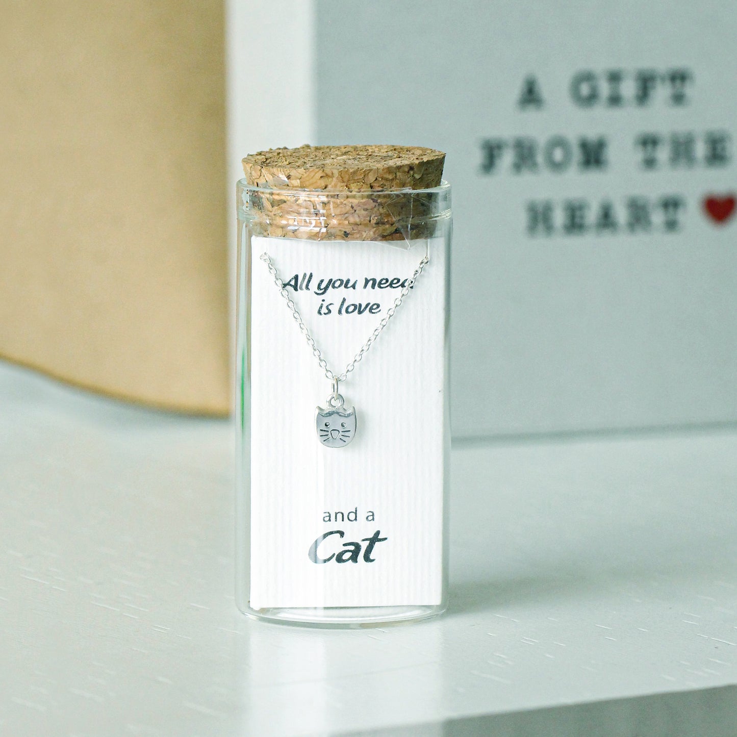 Minimalist Cat Pendant Necklace – Sterling Silver Gift for Cat Lovers