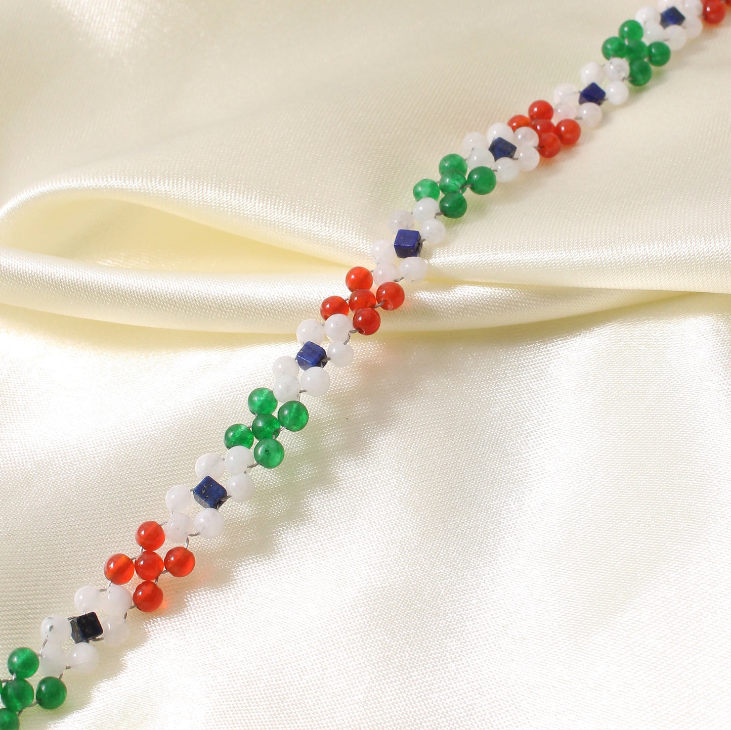 Exclusive Republic Day Tricolor Natural Gemstone Bracelet – Wear Your Pride