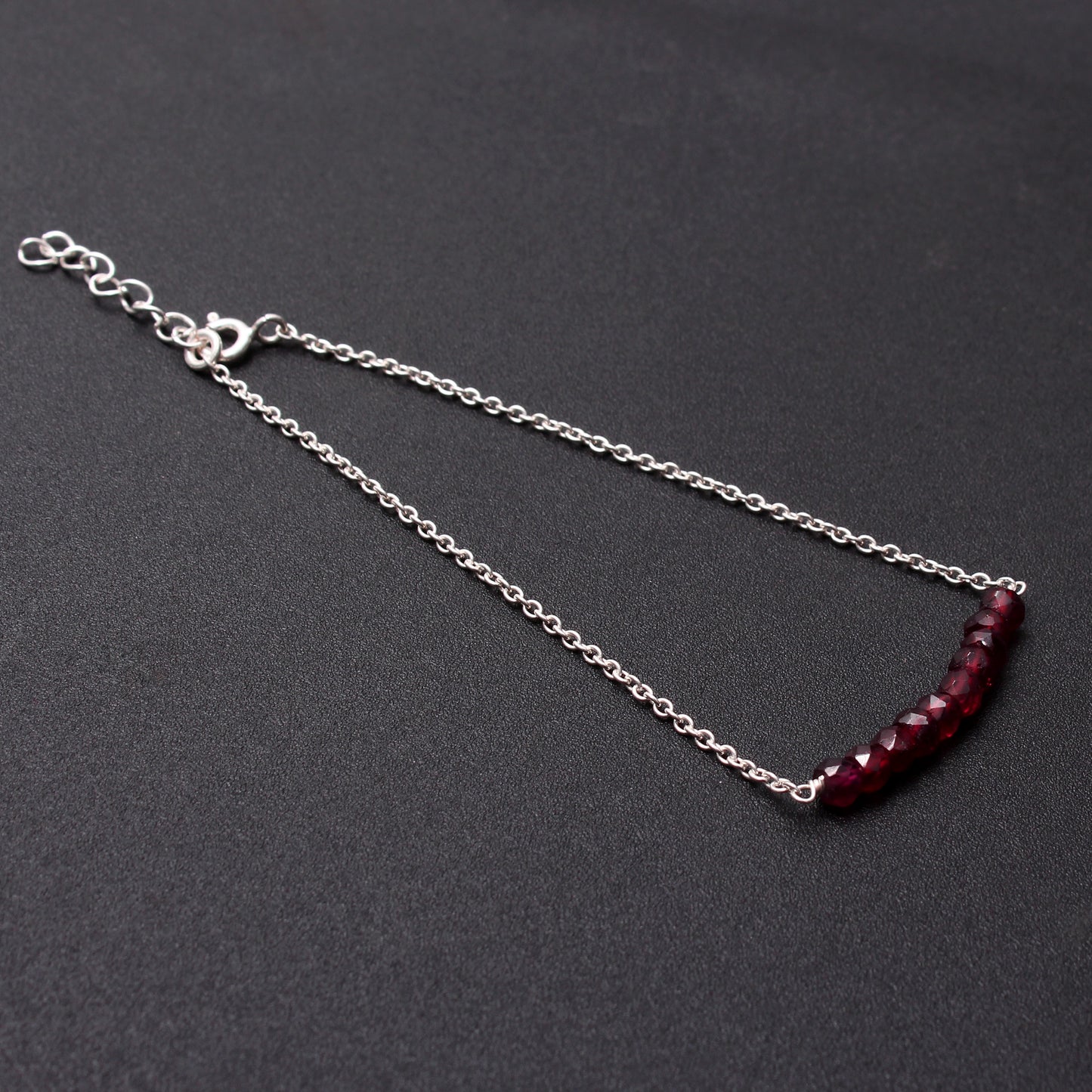 Natural Garnet Beaded Chain Bracelet