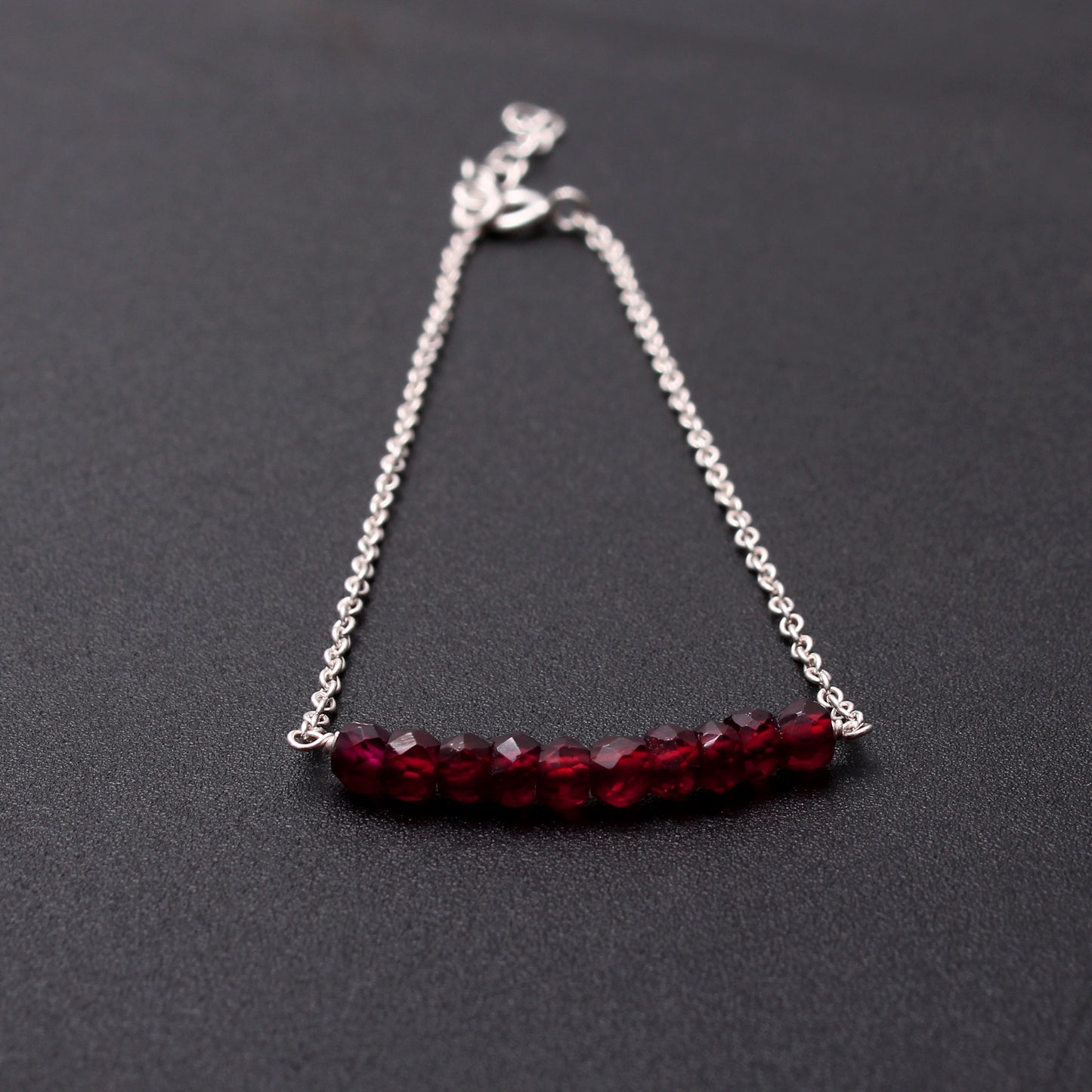 Natural Garnet Beaded Chain Bracelet