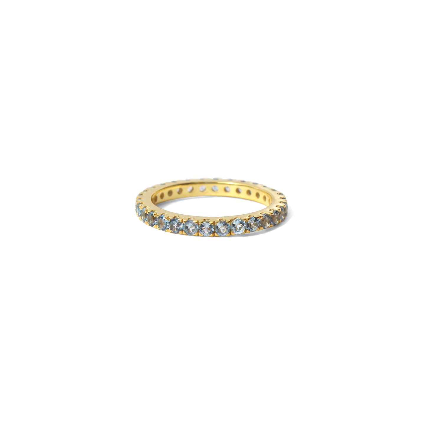 Elegant Sky Beauty Natural Gemstone Eternity Ring – Sterling Silver