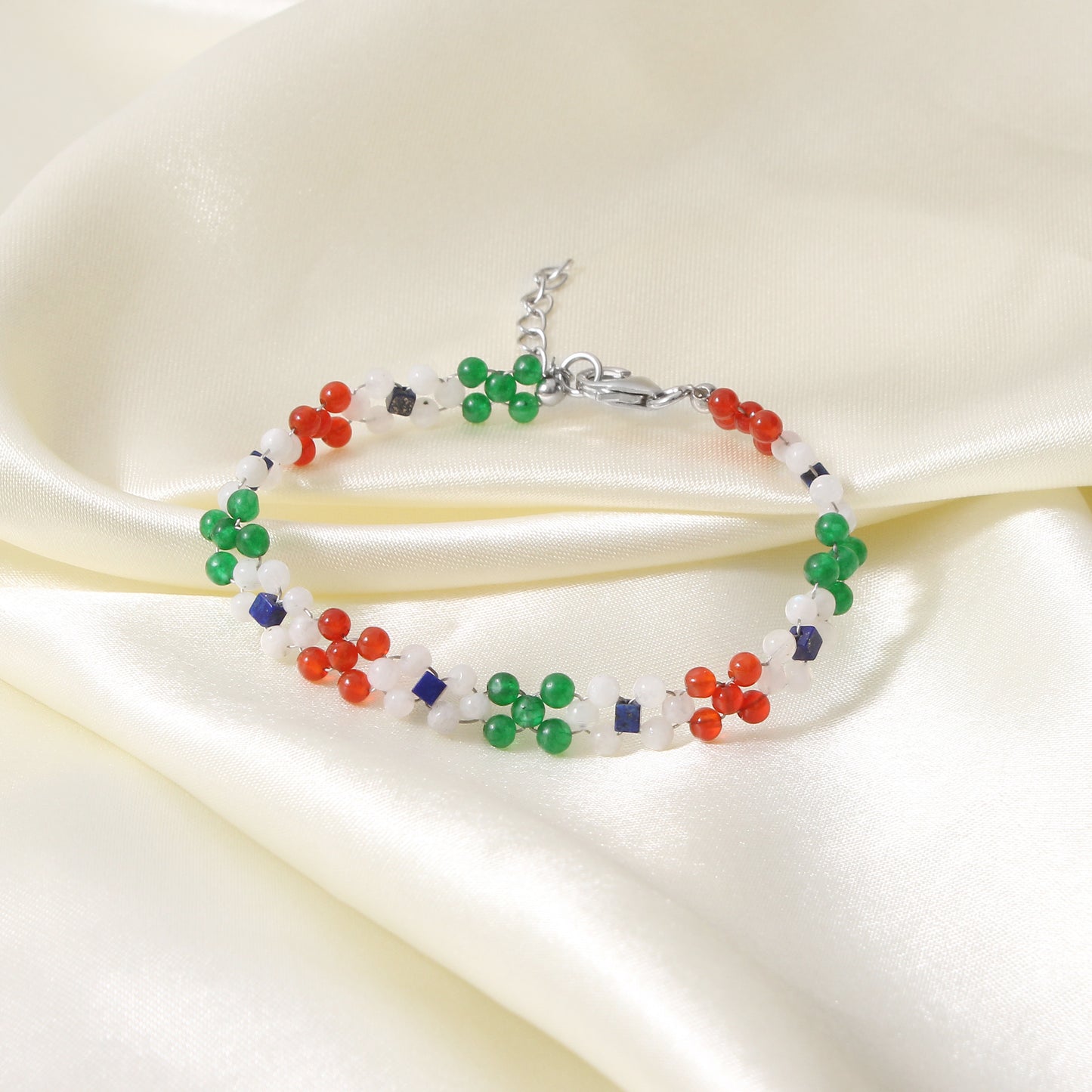 Exclusive Republic Day Tricolor Natural Gemstone Bracelet – Wear Your Pride