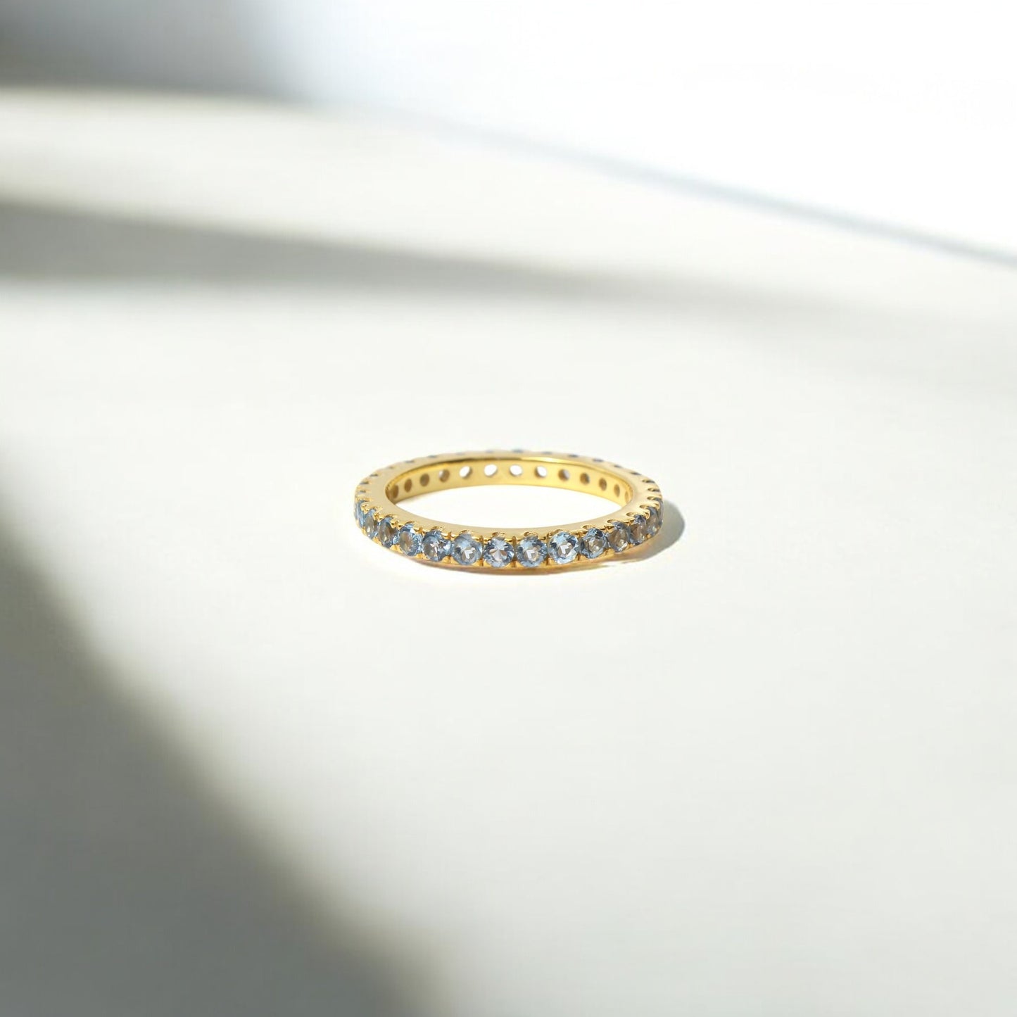 Elegant Sky Beauty Natural Gemstone Eternity Ring – Sterling Silver