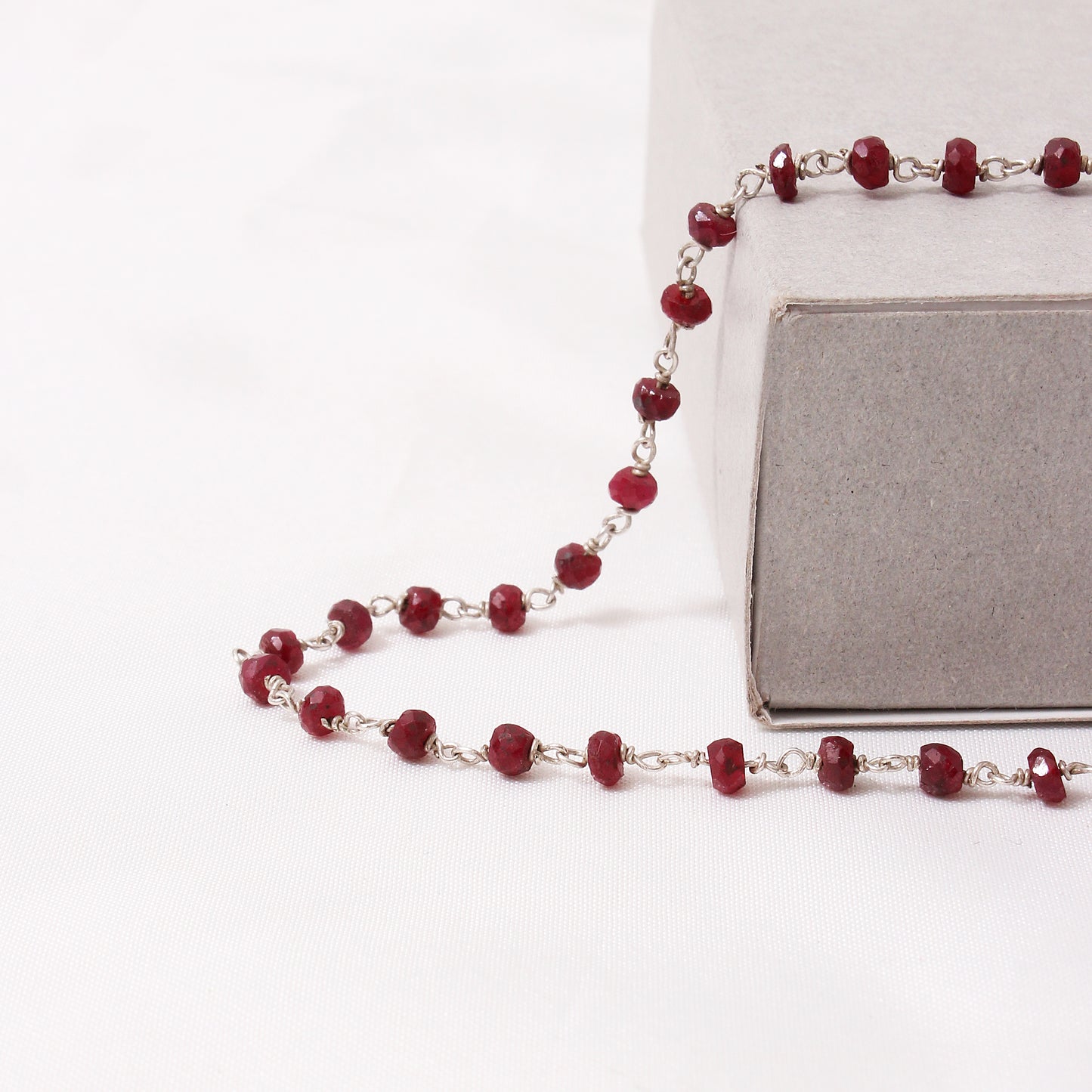 Exquisite Ruby Silver Rosary Chain Necklace – Elevate Your Aura with Passion & Vitality