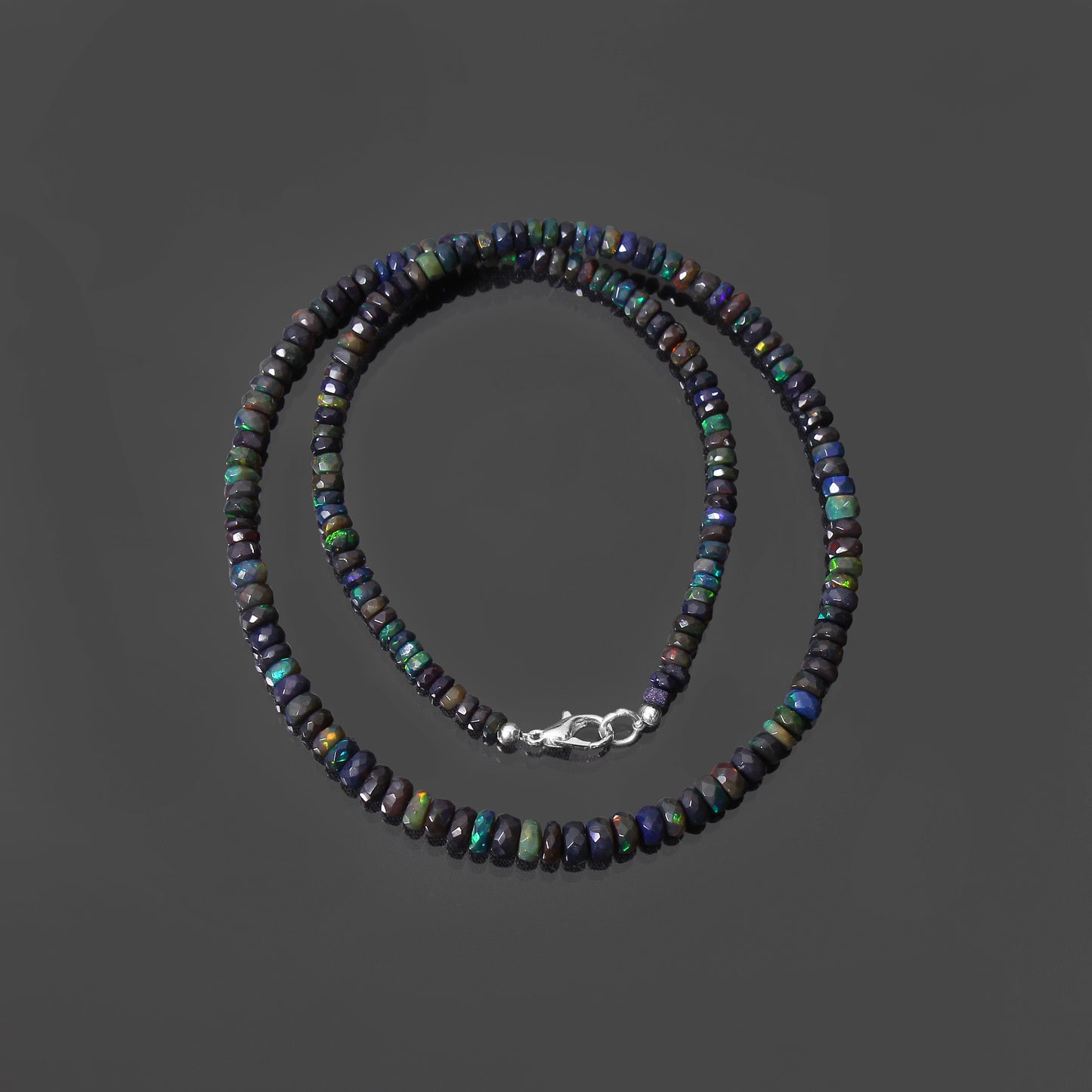 Men's Natural Black Ethiopian Opal Beaded Necklace – Elegant Gemstone Jewelry for Timeless Style