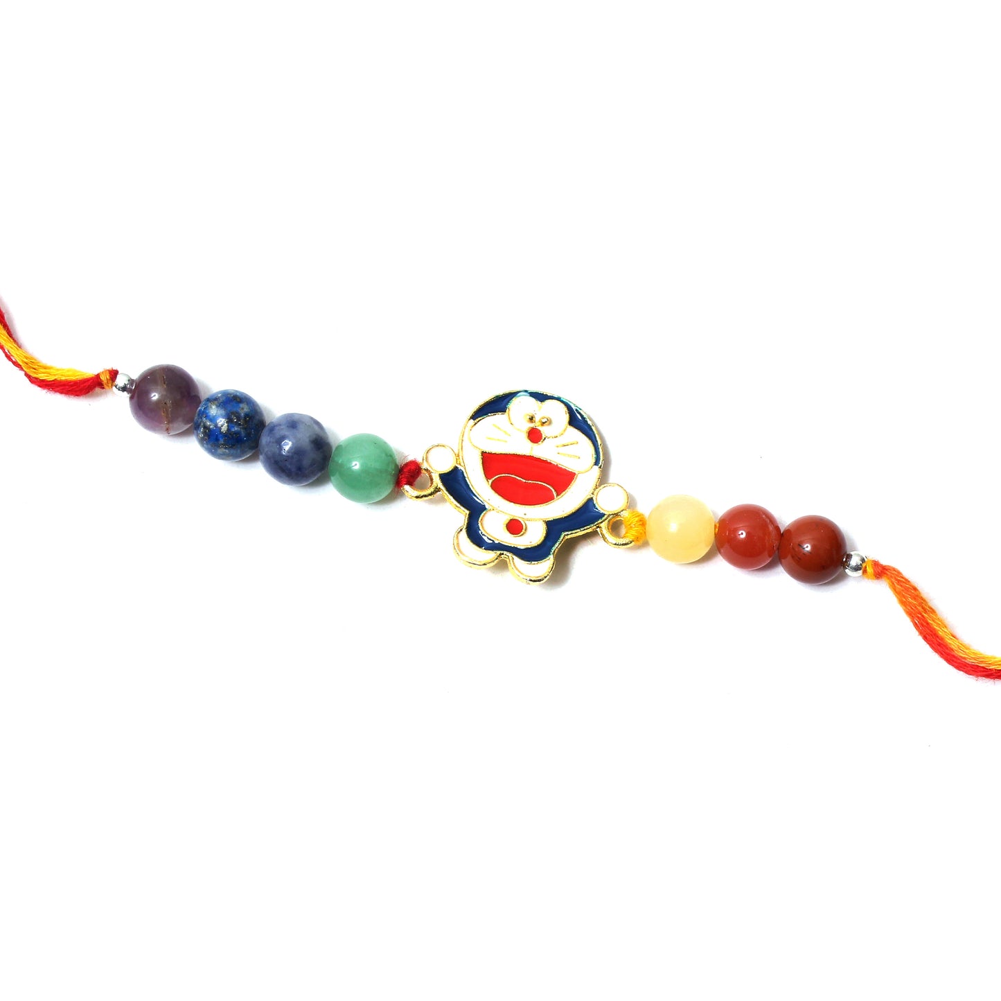 Doraemon Charm Gemstone Rakhi for Kids – With Natural Healing Beads & Playful Charm