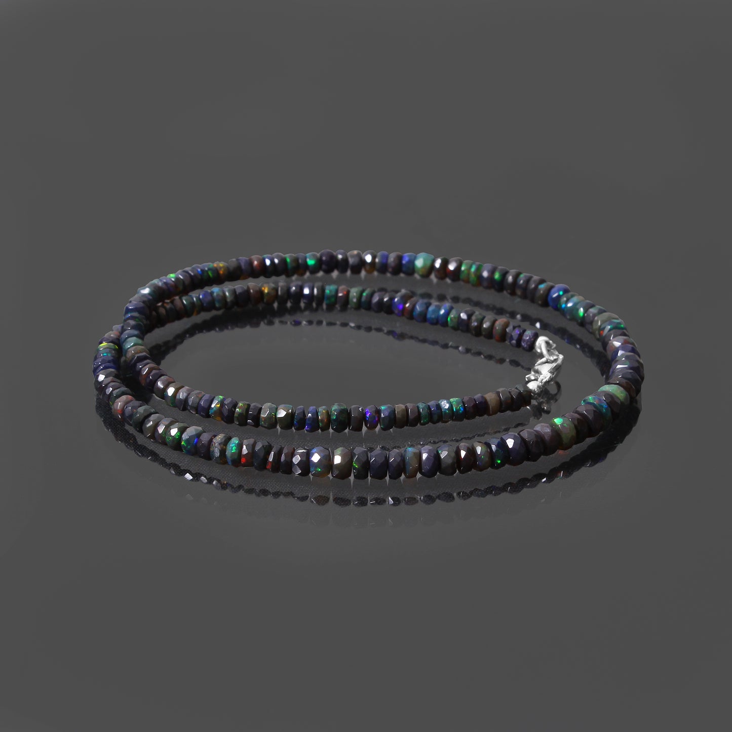 Men's Natural Black Ethiopian Opal Beaded Necklace – Elegant Gemstone Jewelry for Timeless Style