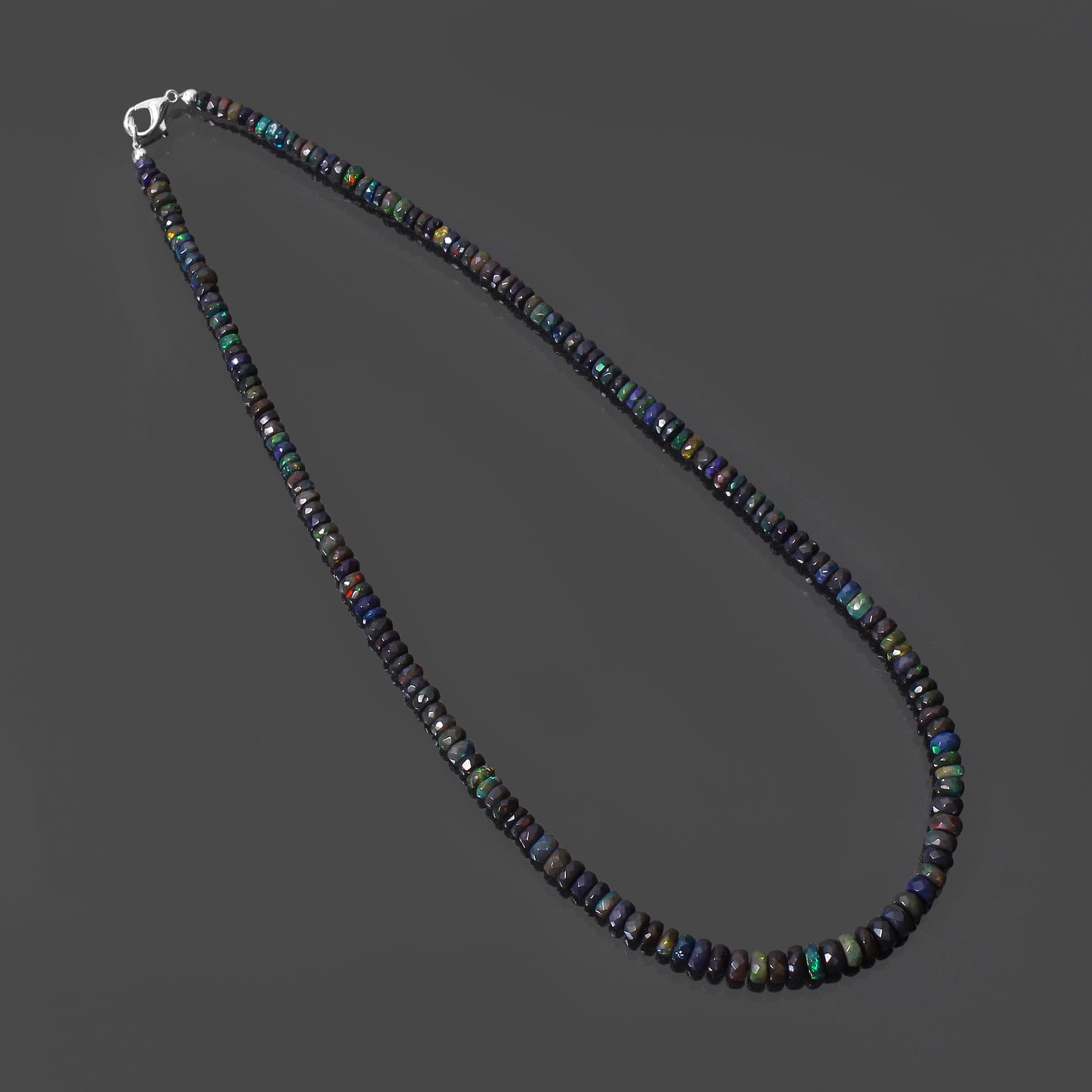 Men's Natural Black Ethiopian Opal Beaded Necklace – Elegant Gemstone Jewelry for Timeless Style
