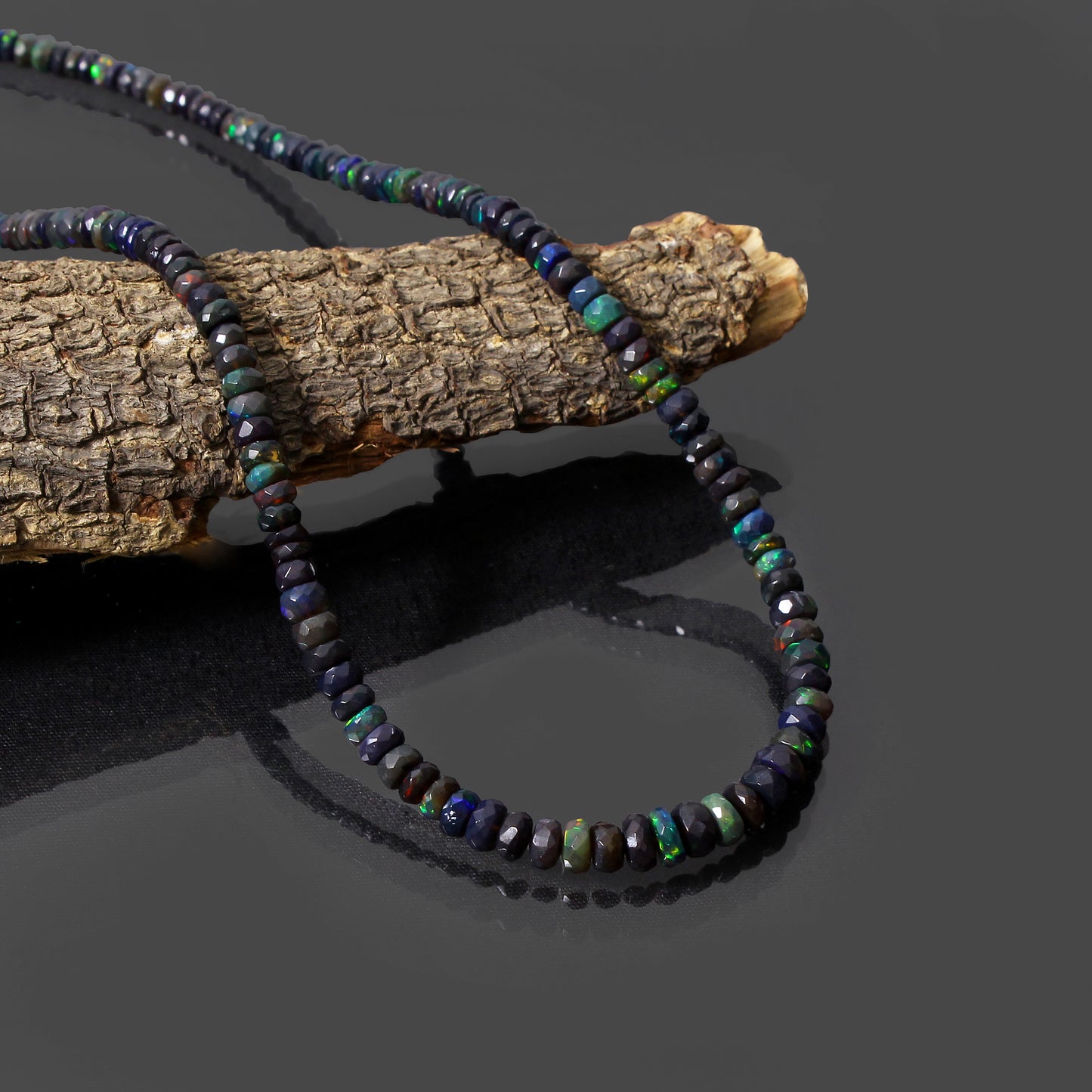 Men's Natural Black Ethiopian Opal Beaded Necklace – Elegant Gemstone Jewelry for Timeless Style