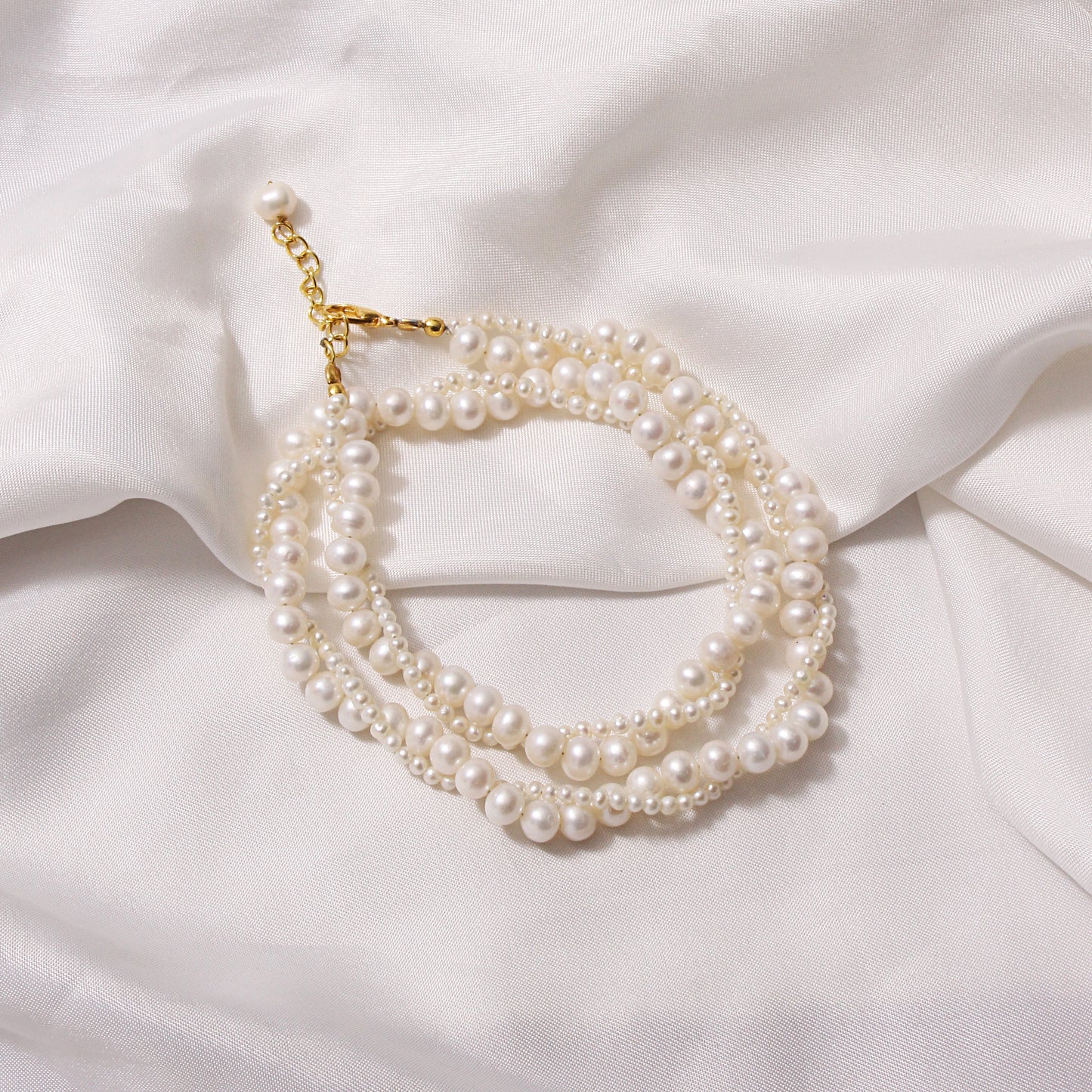 Elegant Double-Strand Freshwater Pearl Necklace with Gold Accents