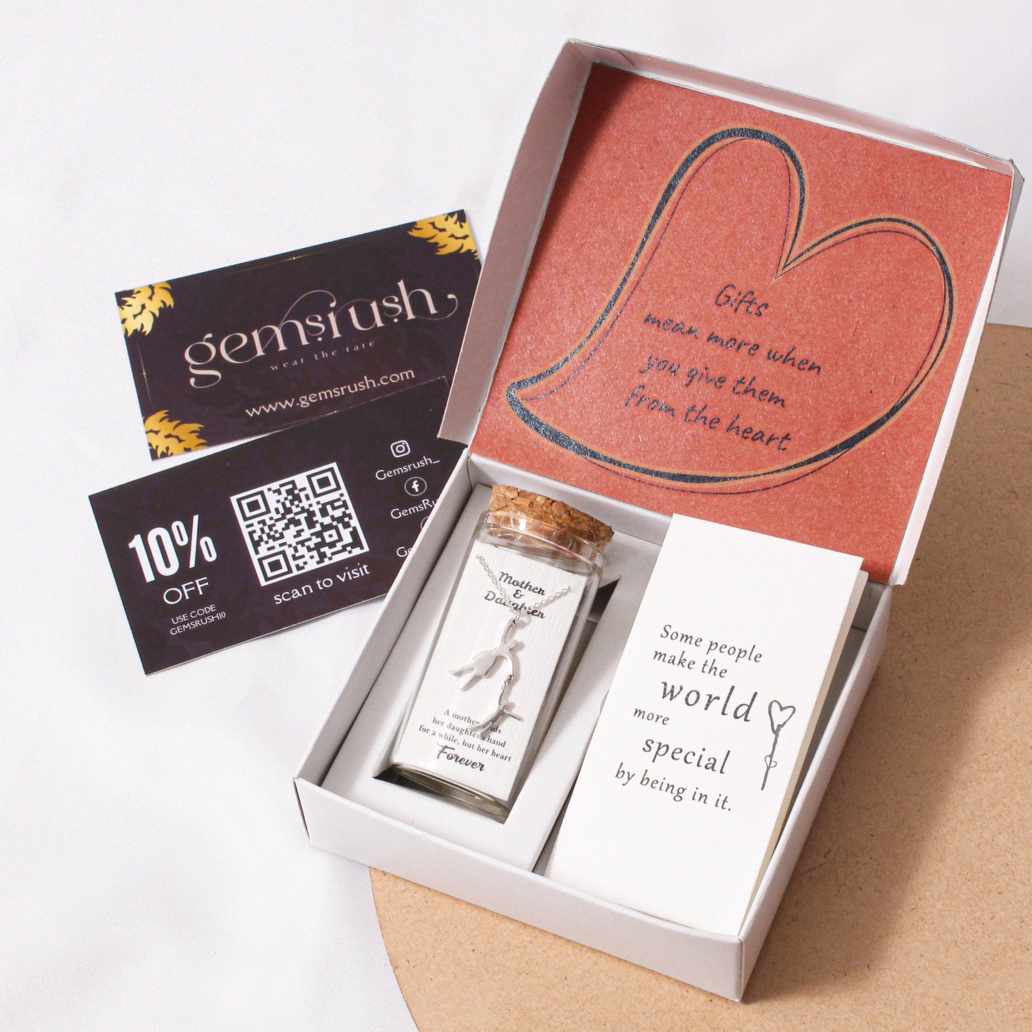 Mother & Daughter Silver Pendant Necklace – Heartfelt Gift in a Message Bottle