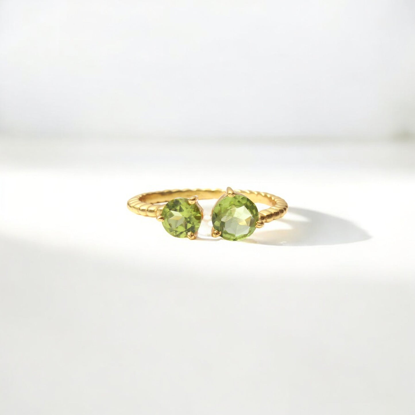 Elegant Natural Peridot Gemstone Open Ring – Handmade Ring – August Birthstone Jewelry for Women