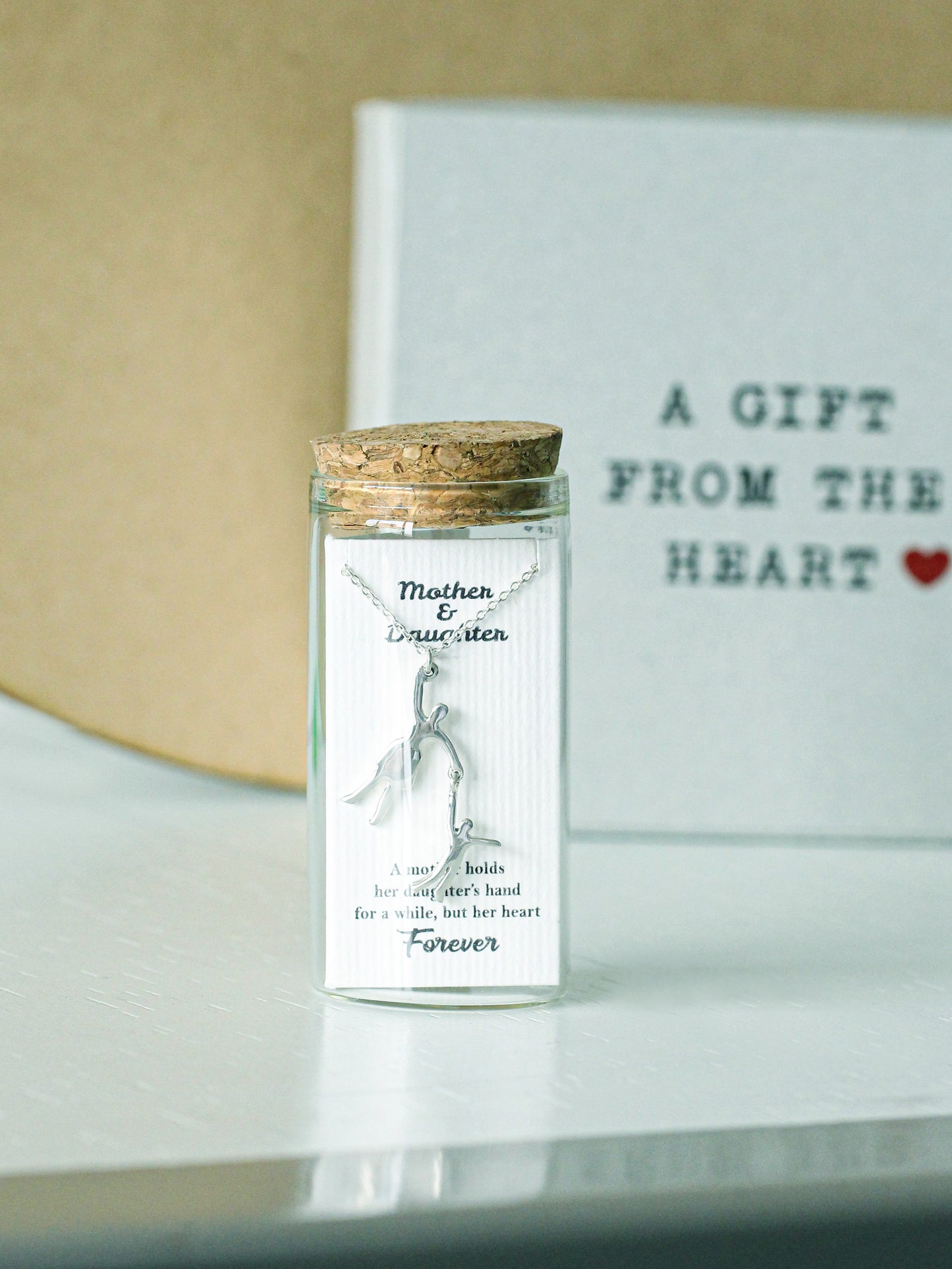 Mother & Daughter Silver Pendant Necklace – Heartfelt Gift in a Message Bottle