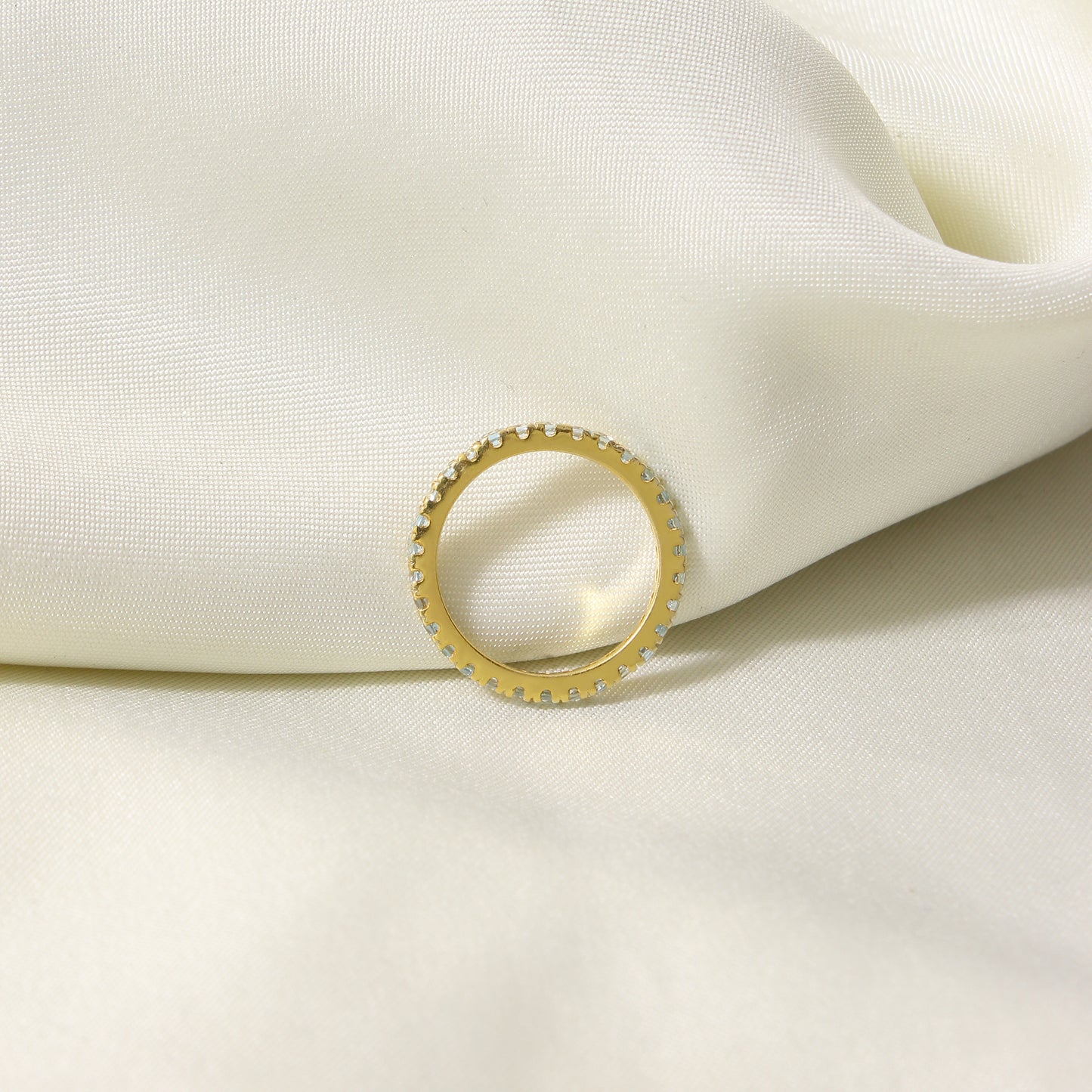 925 Sterling Silver Aquamarine Eternity Band Ring – Elegant, Timeless & Natural Beauty