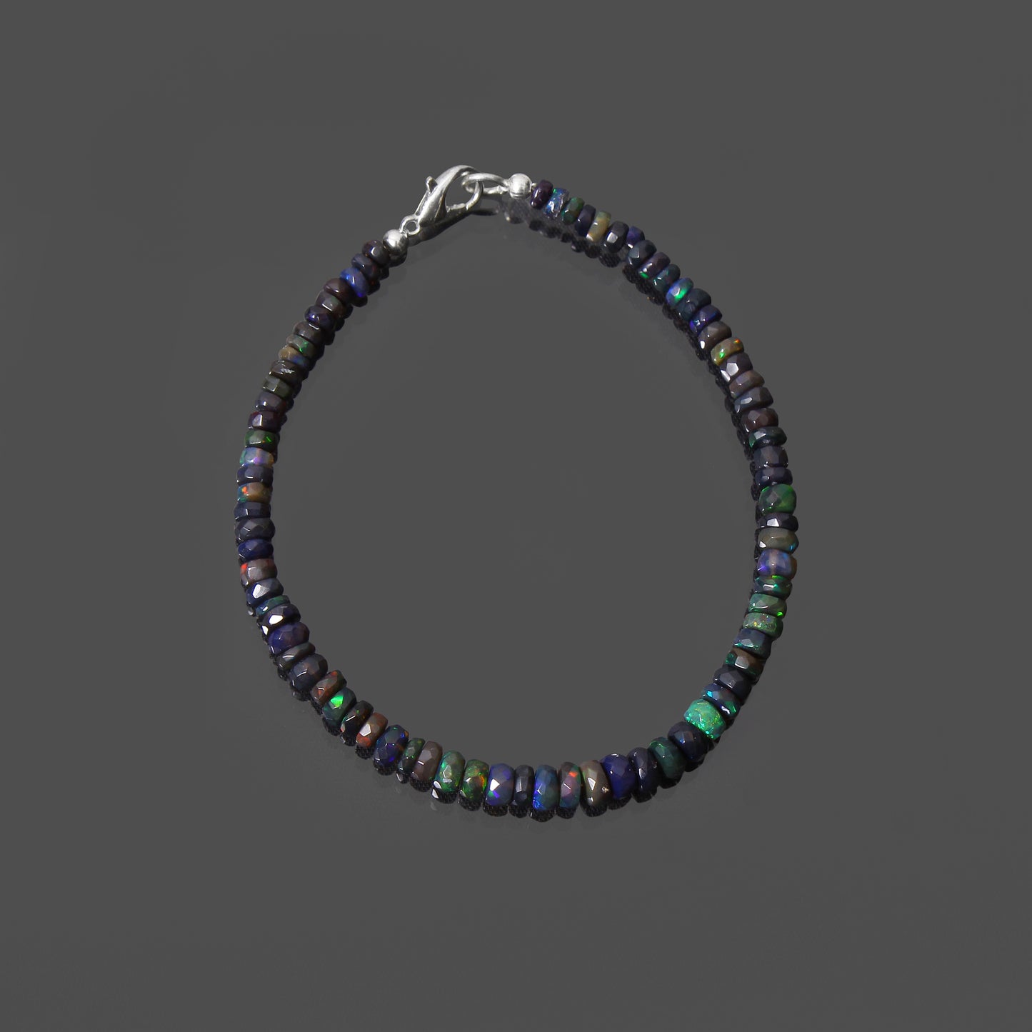 Men's Natural Black Ethiopian Opal Beaded Bracelet – Stylish Gemstone Jewelry for Elegance