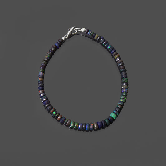 Men's Natural Black Ethiopian Opal Beaded Bracelet – Stylish Gemstone Jewelry for Elegance
