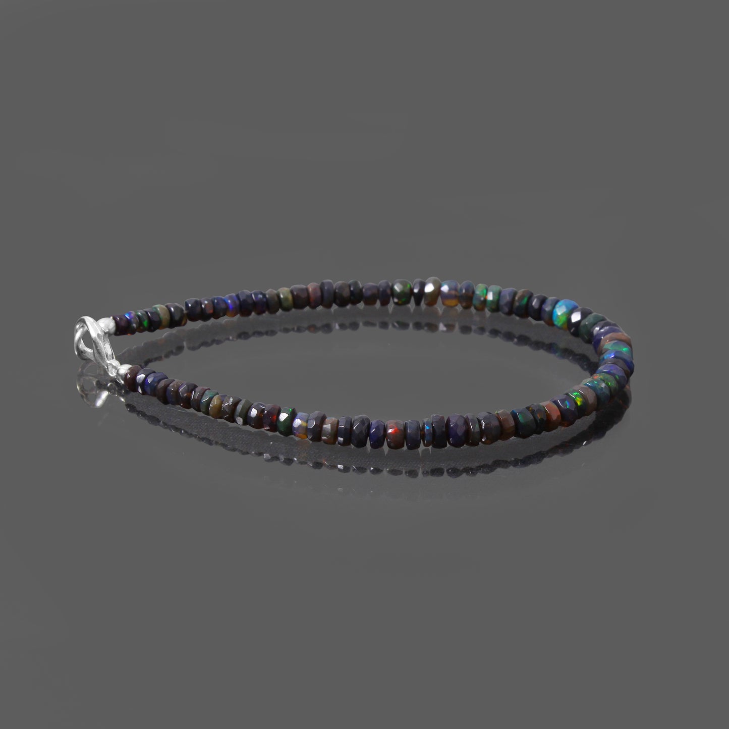 Men's Natural Black Ethiopian Opal Beaded Bracelet – Stylish Gemstone Jewelry for Elegance