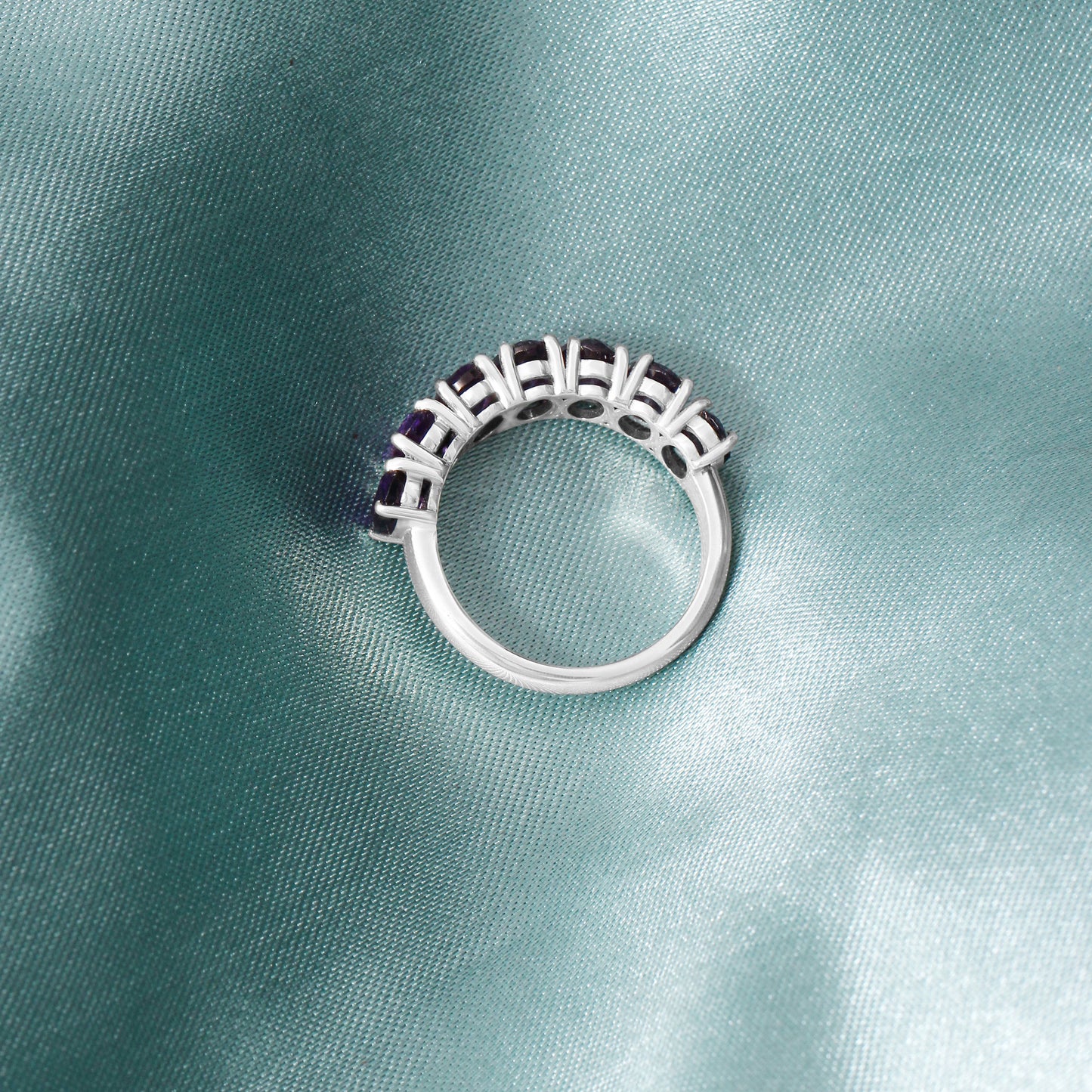 925 Sterling Silver Natural Amethyst Half Eternity Ring – Calm, Clarity & Inner Strength